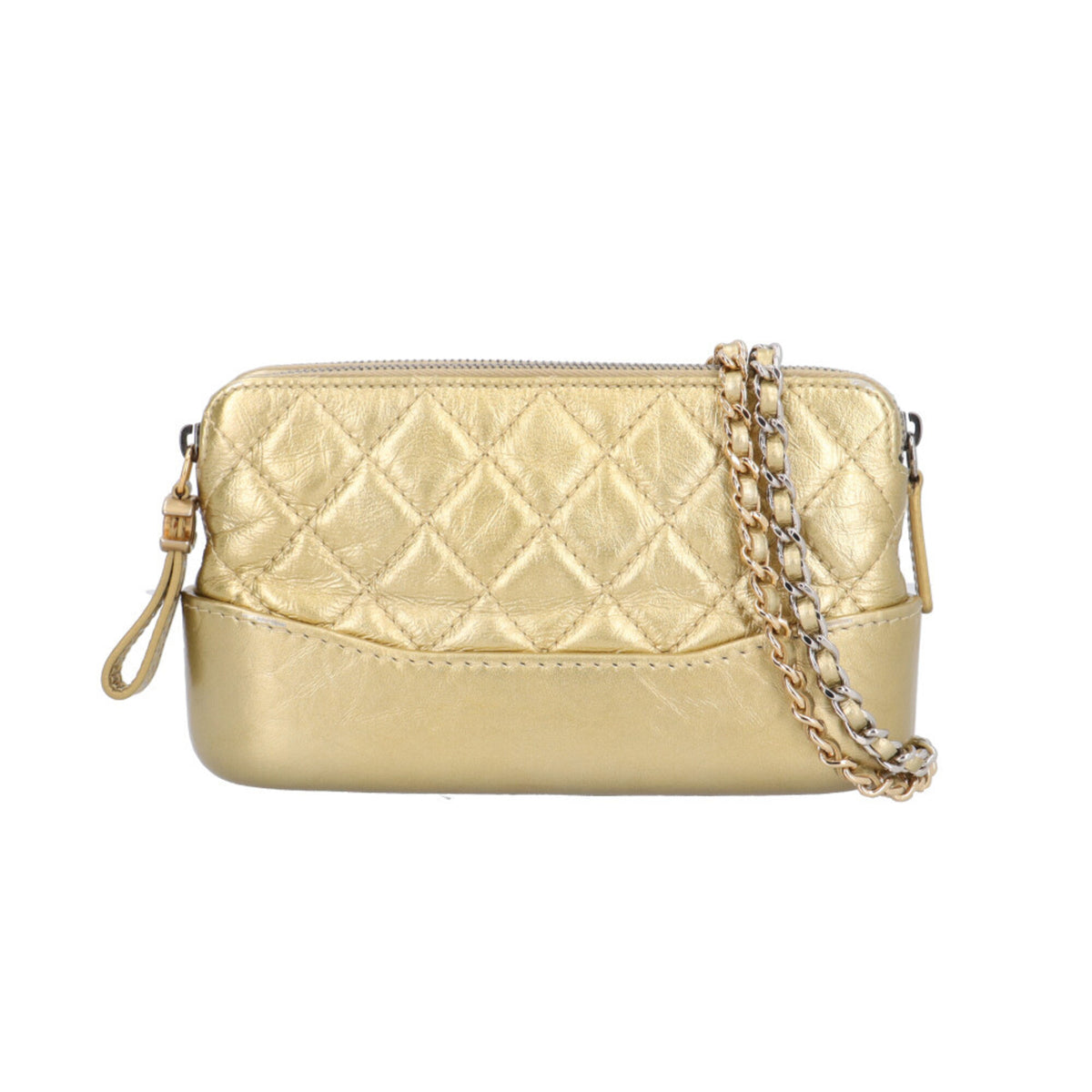 Chanel Gold Leather Chain/Shoulder Wallet (Pre-Owned)