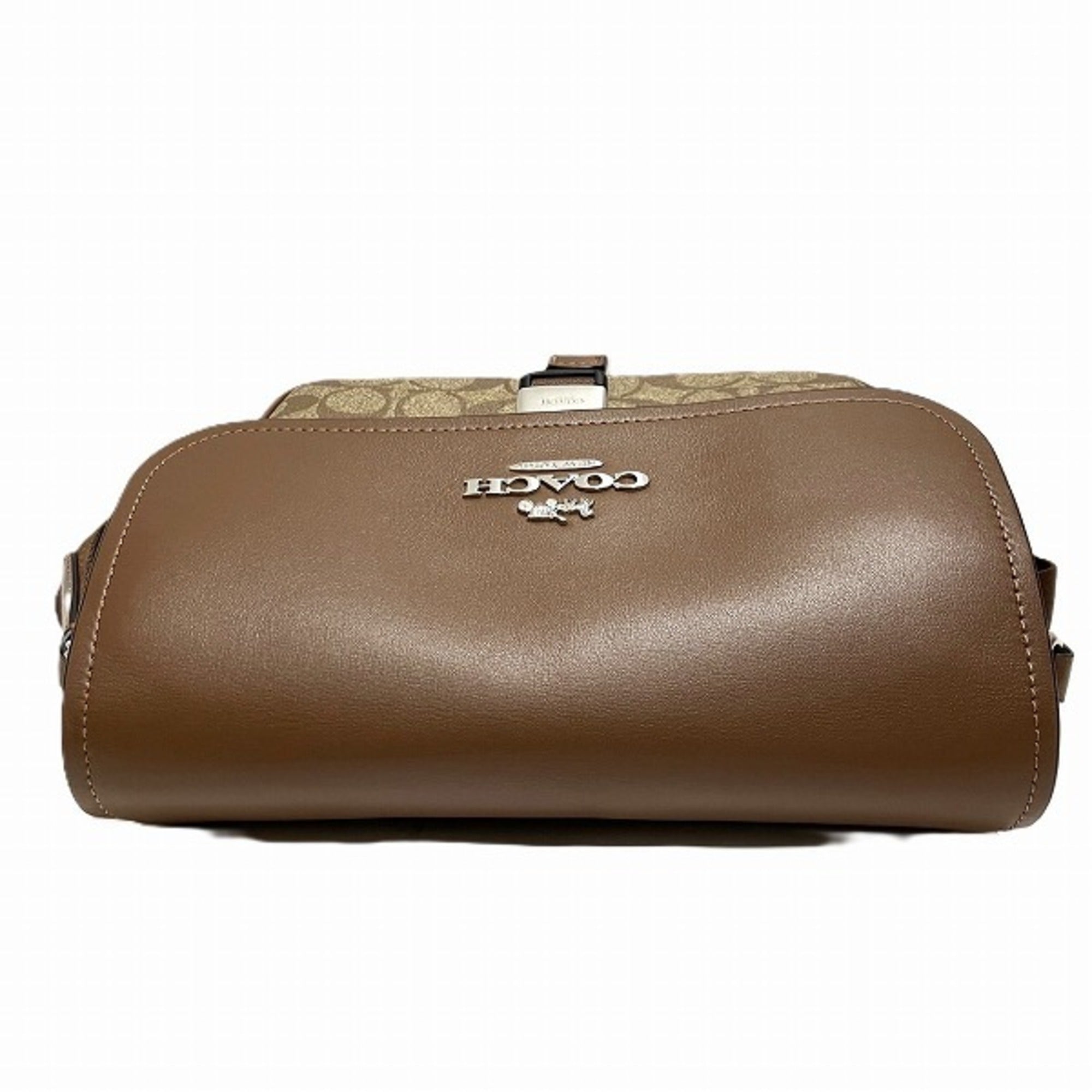 Coach Khaki Canvas Leather Messenger Bag Shoulder Bag (Pre-Owned)