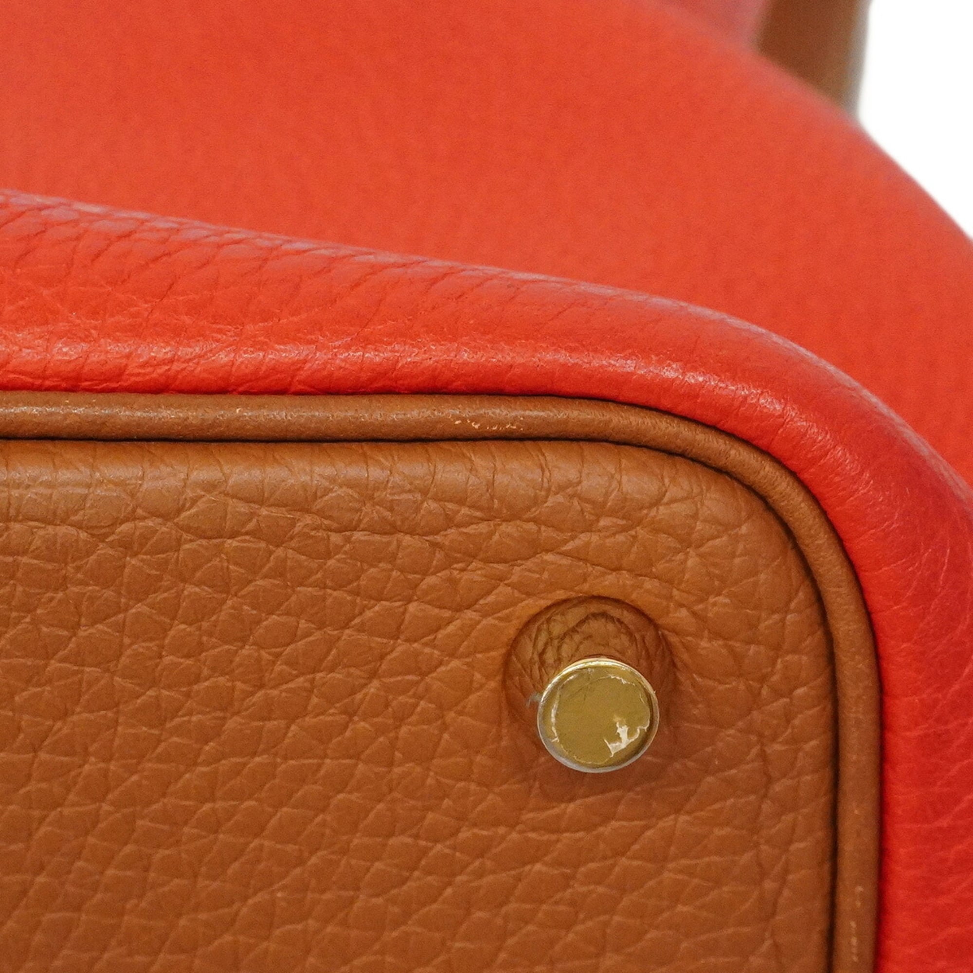 Hermes Gold Taurillon Clemence Leather Handbag (Pre-Owned)