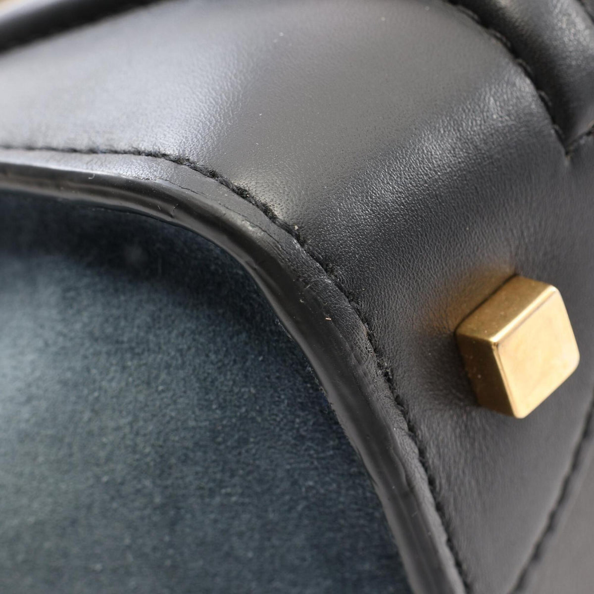 Celine Beige Black Blue Leather Suede Handbag (Pre-Owned)