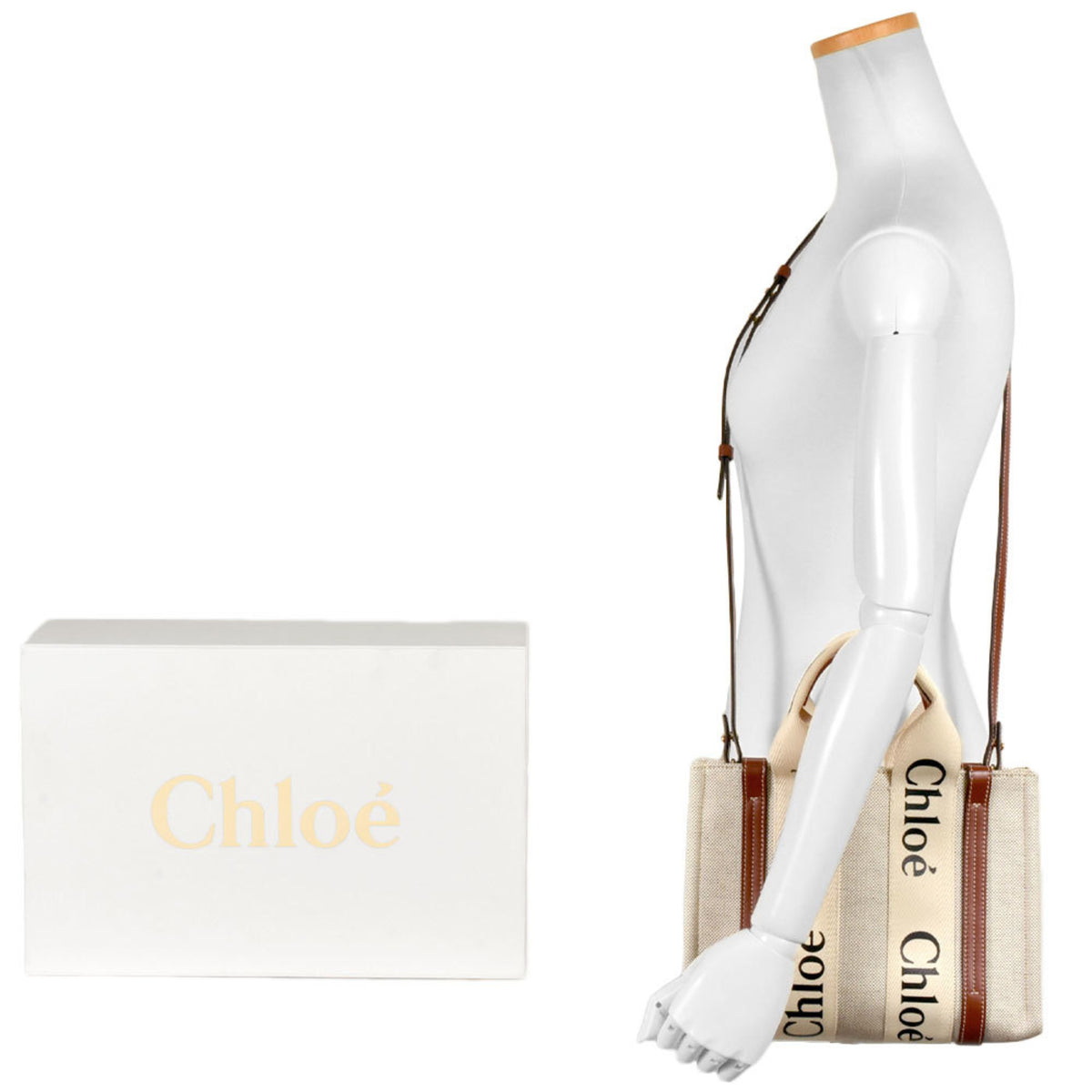 Chloé Brown White Cotton Shoulder Bag (Pre-Owned)