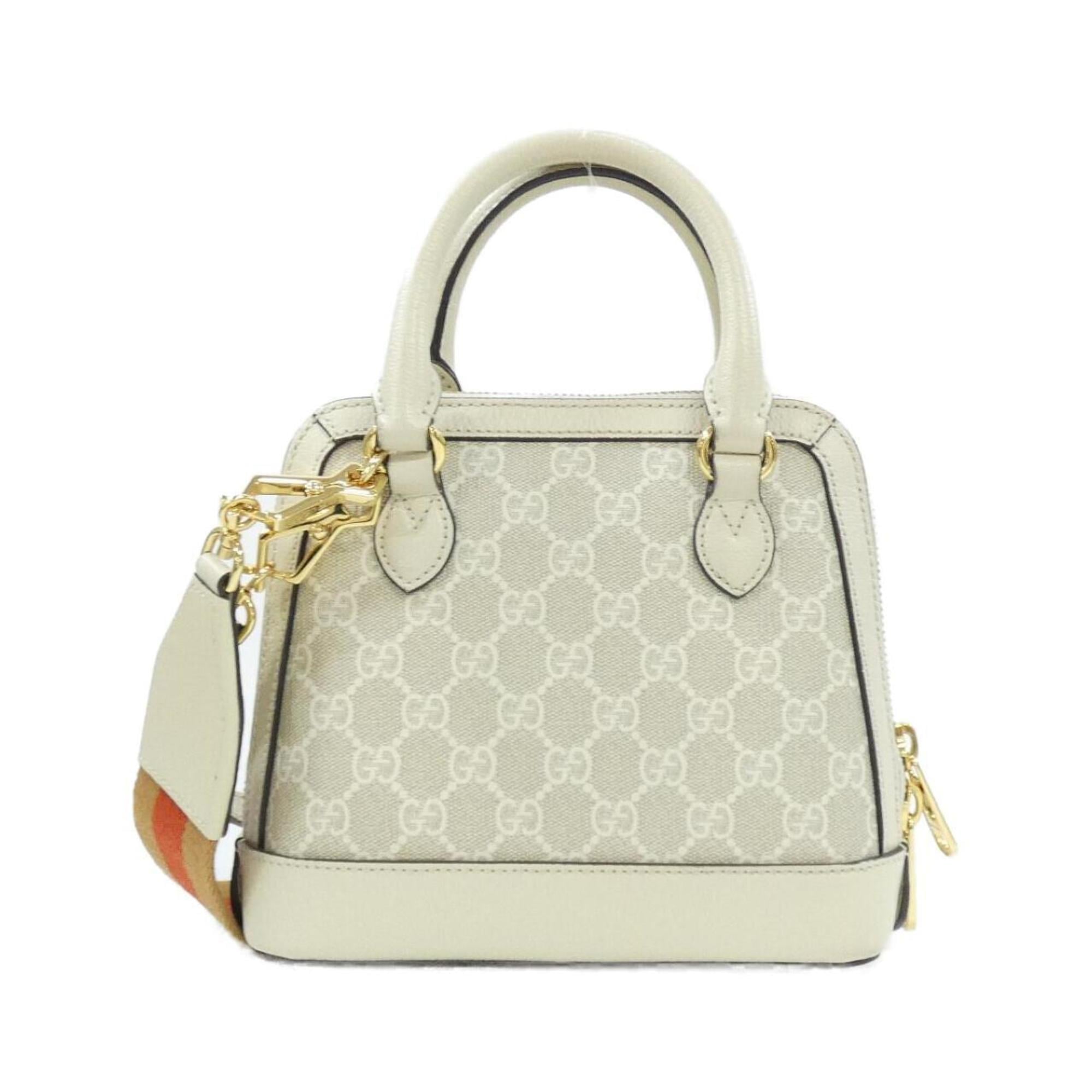 Gucci Horsebit Beige White Gg Supreme Handbag (Pre-Owned)