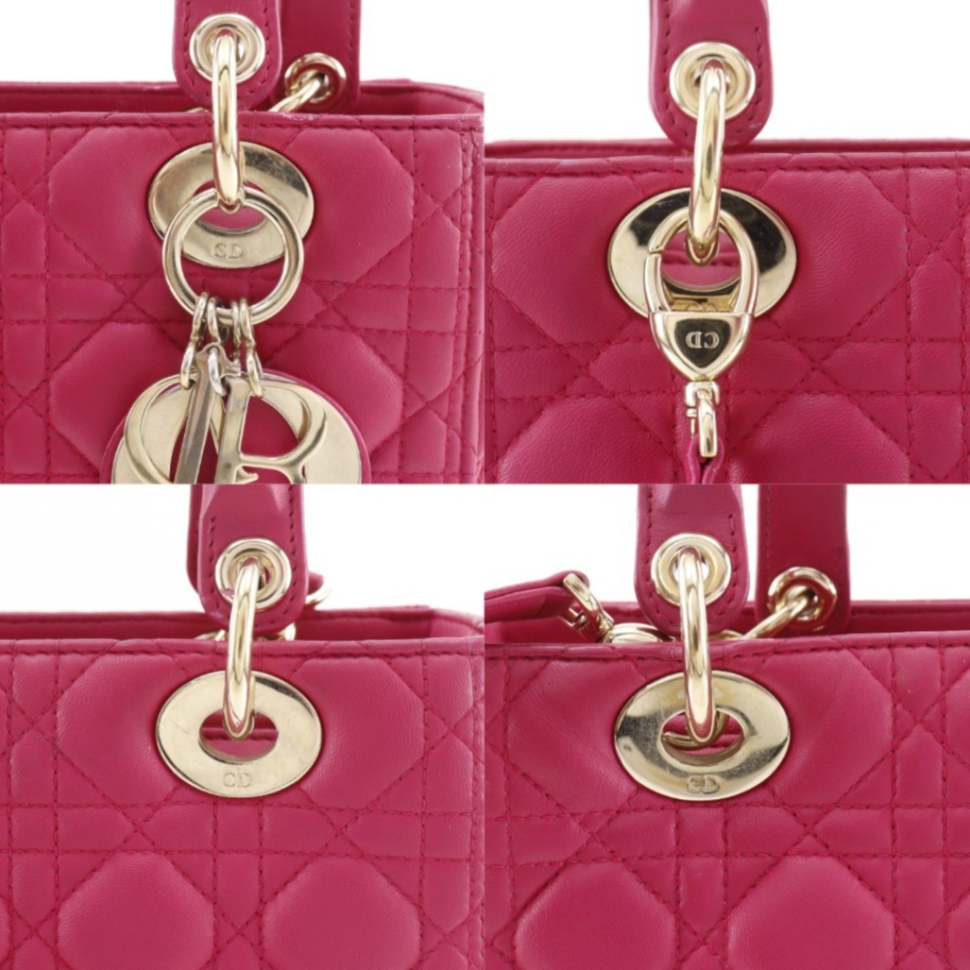 Christian Dior Lady Dior Pink Leather Handbag (Pre-Owned)