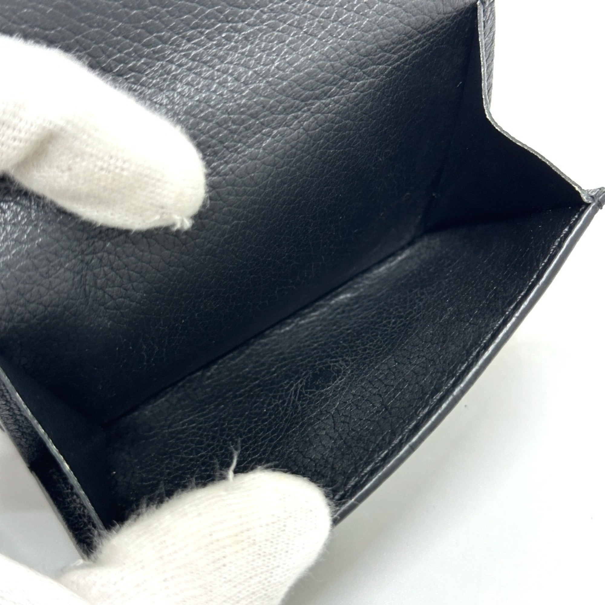 Louis Vuitton Black Leather Wallet (Tri-Fold) (Pre-Owned)