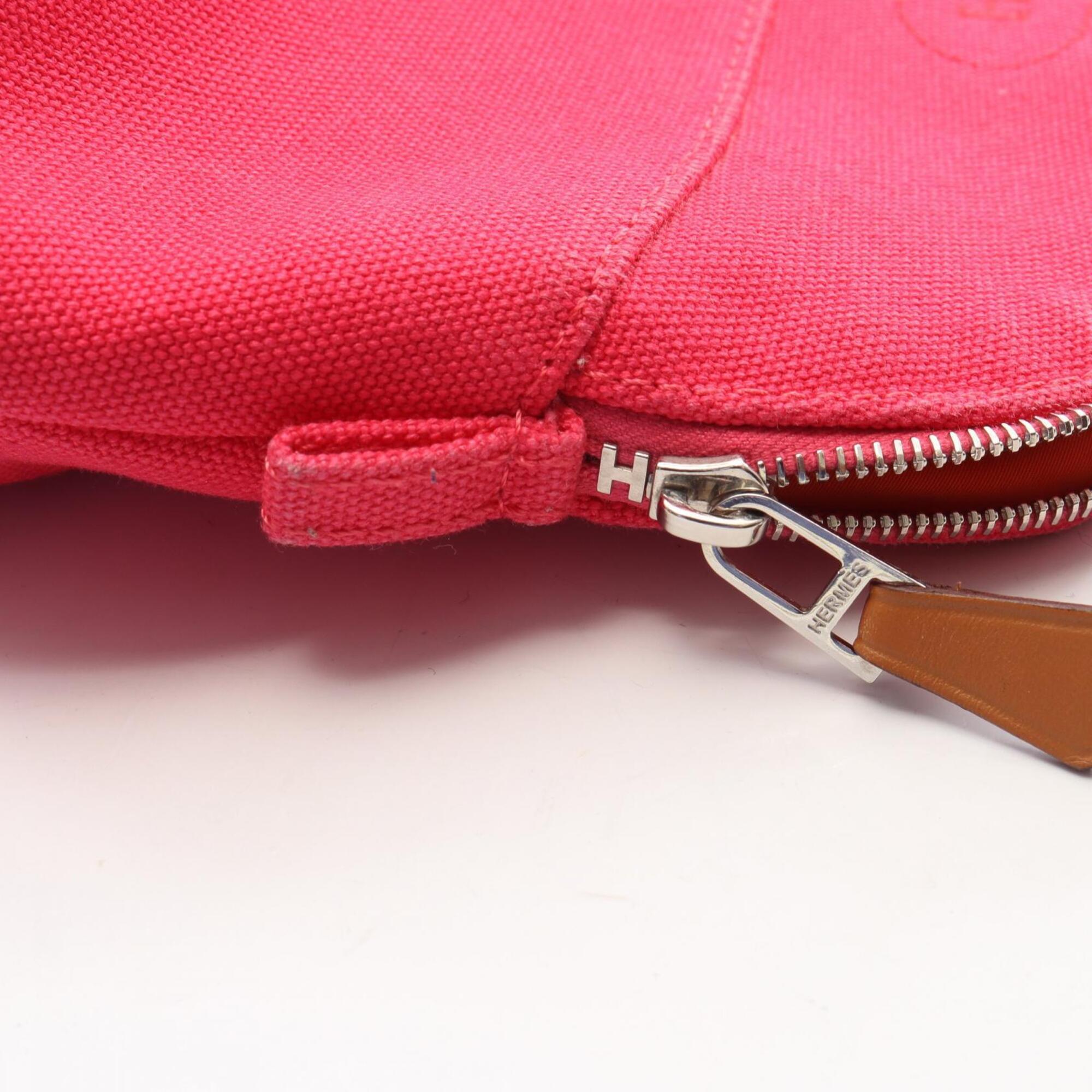 Hermes Brown Pink Canvas Handbag Pouch (Pre-Owned)
