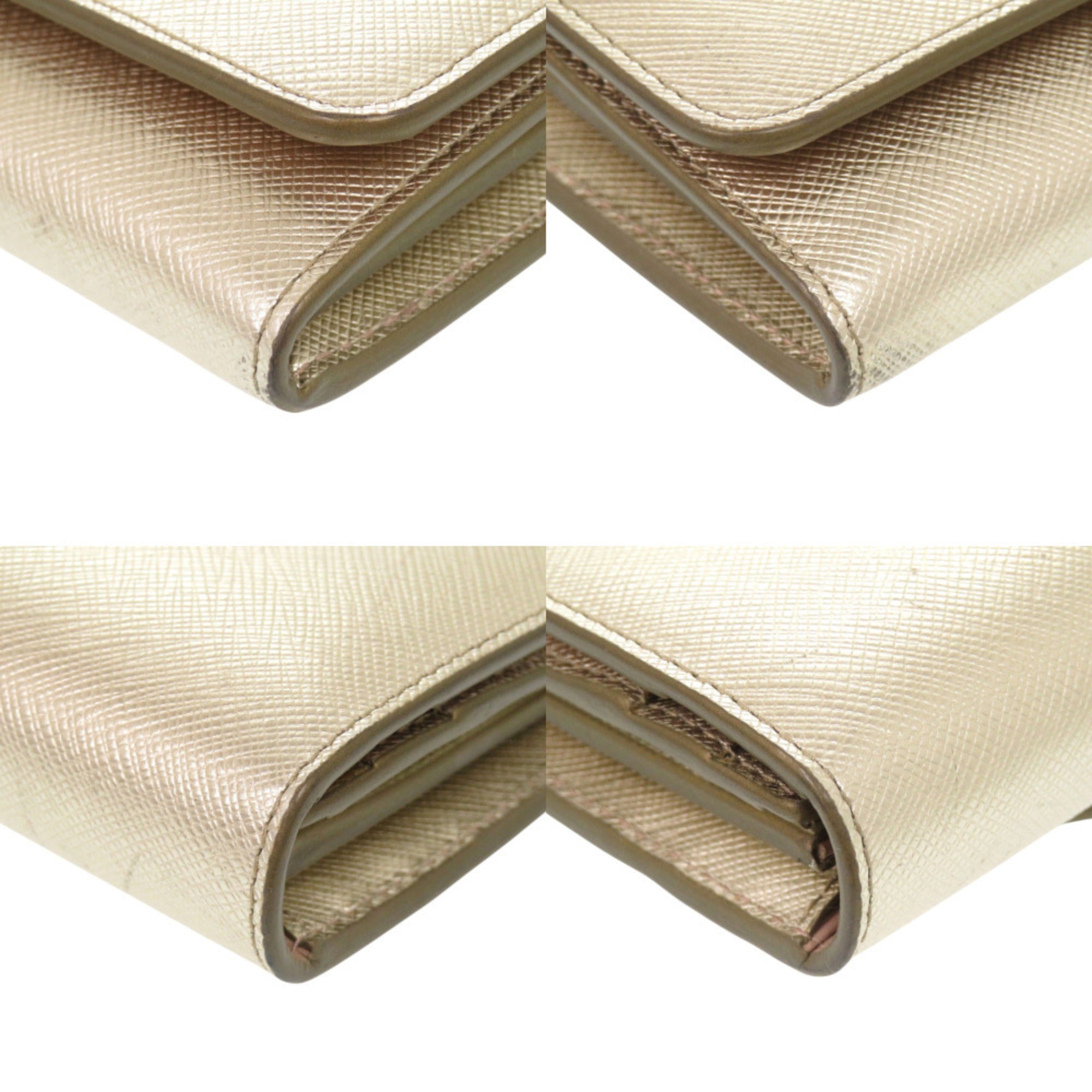 Prada Gold Leather Long Wallet (Bi-Fold) (Pre-Owned)