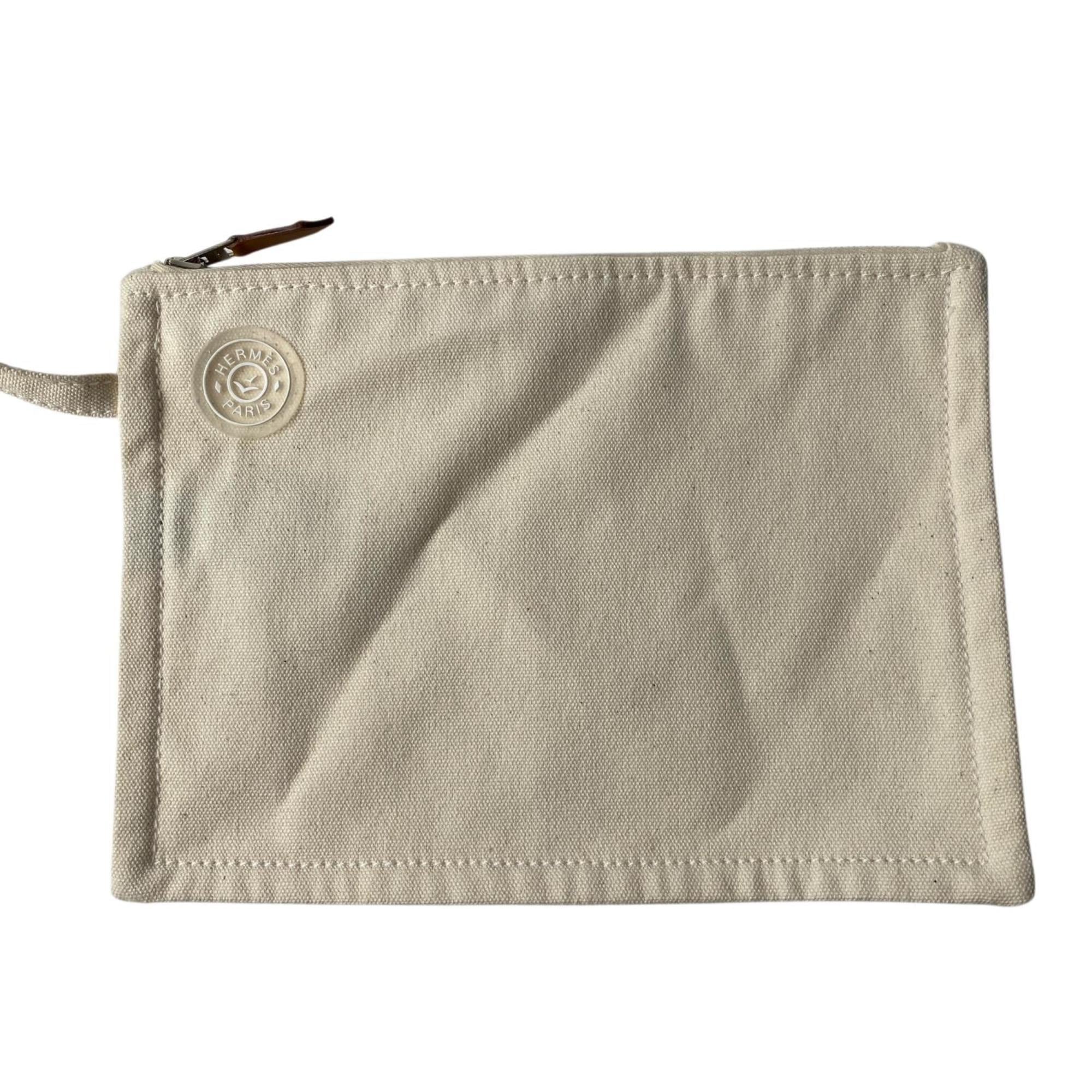 Hermes Ivory Canvas Pouch Tote Bag (Pre-Owned)