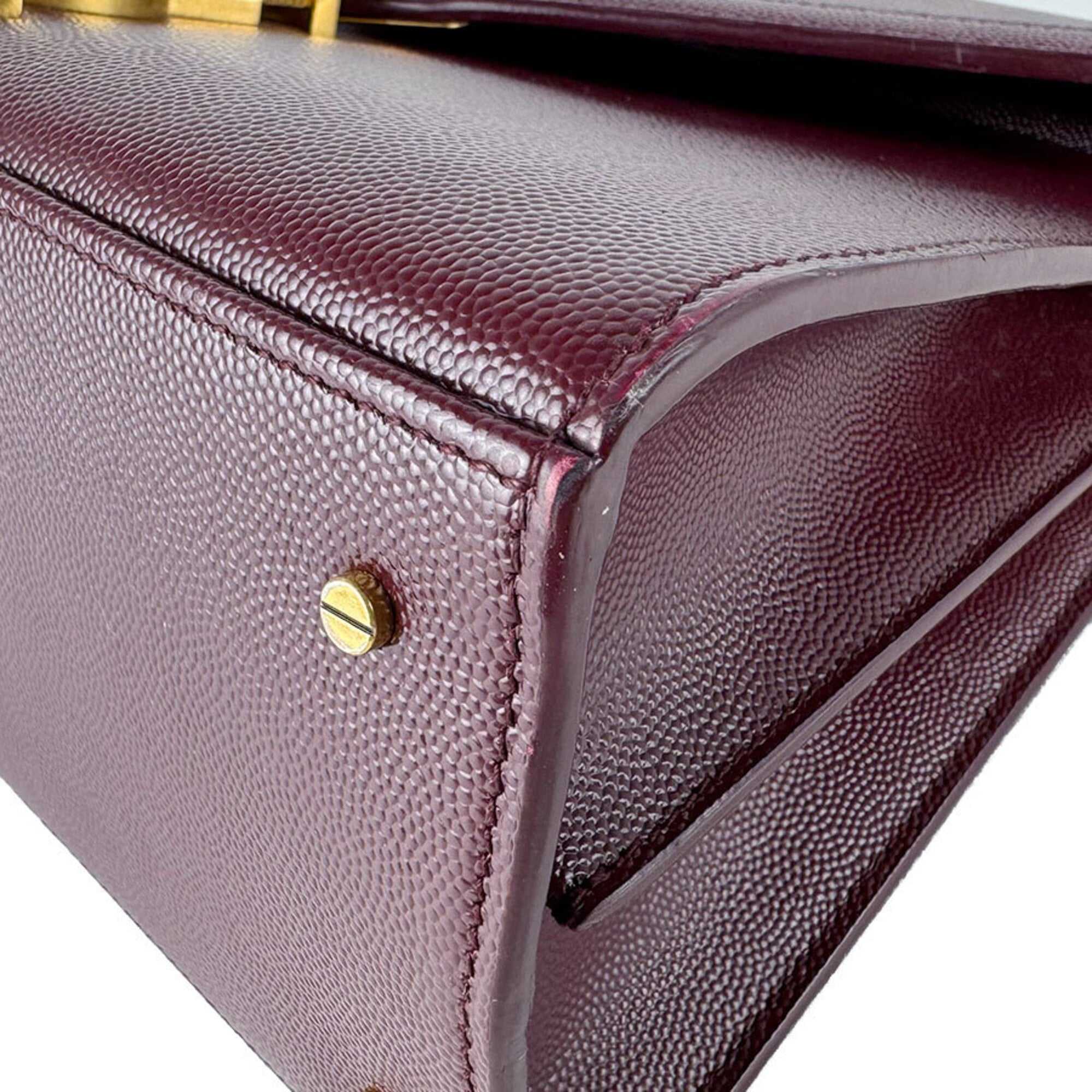 Saint Laurent Bordeaux Leather Handbag Shoulder Bag (Pre-Owned)