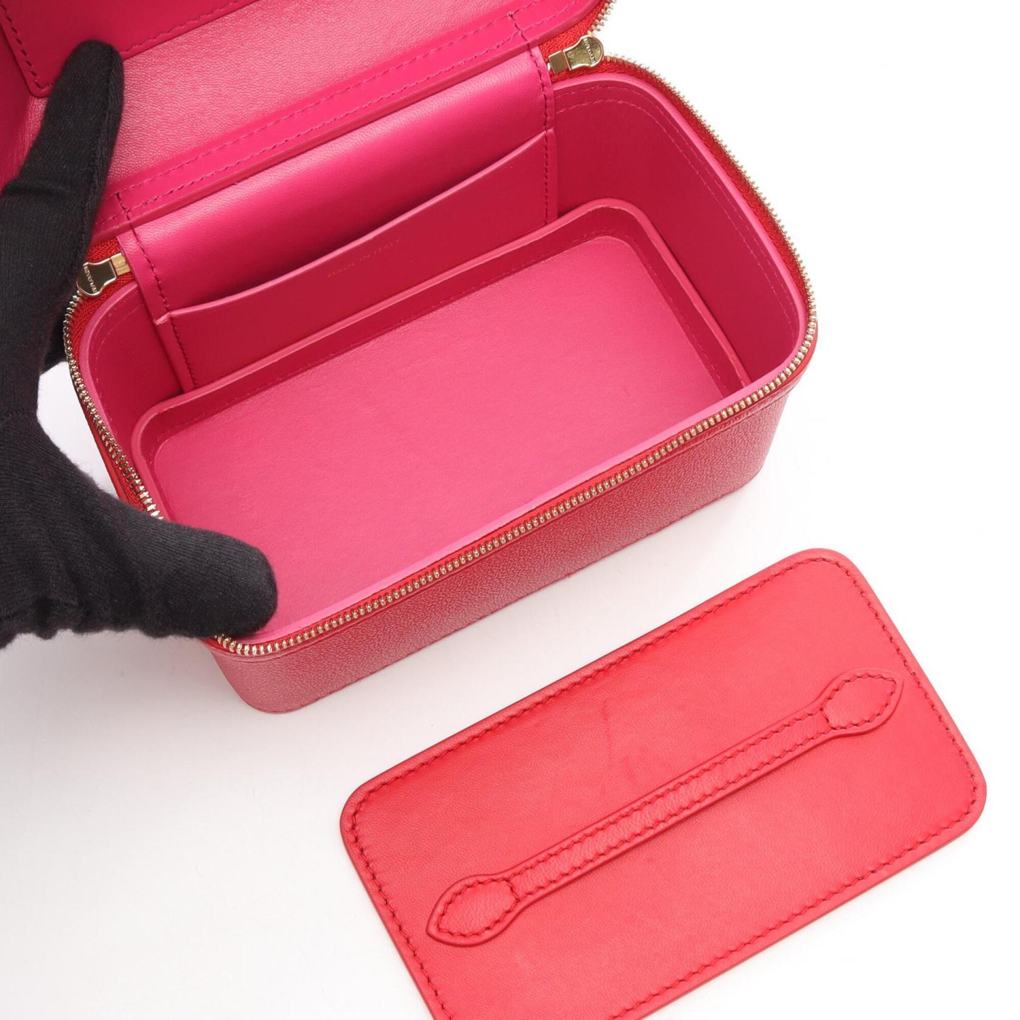 Bvlgari Red Color Leather Handbag Vanity Bag (Pre-Owned)