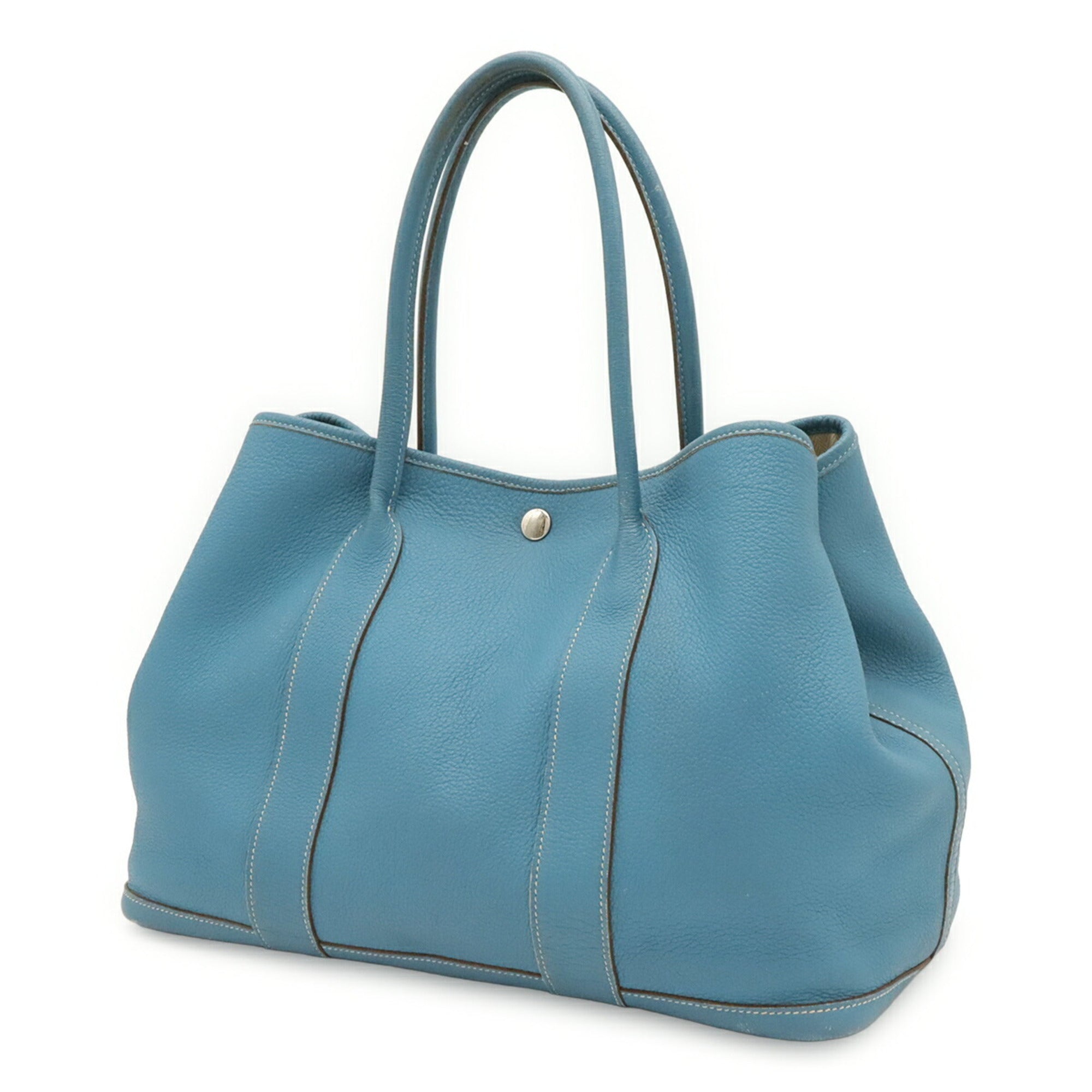 Hermes Light Blue Leather Handbag Shoulder Bag Tote Bag (Pre-Owned)