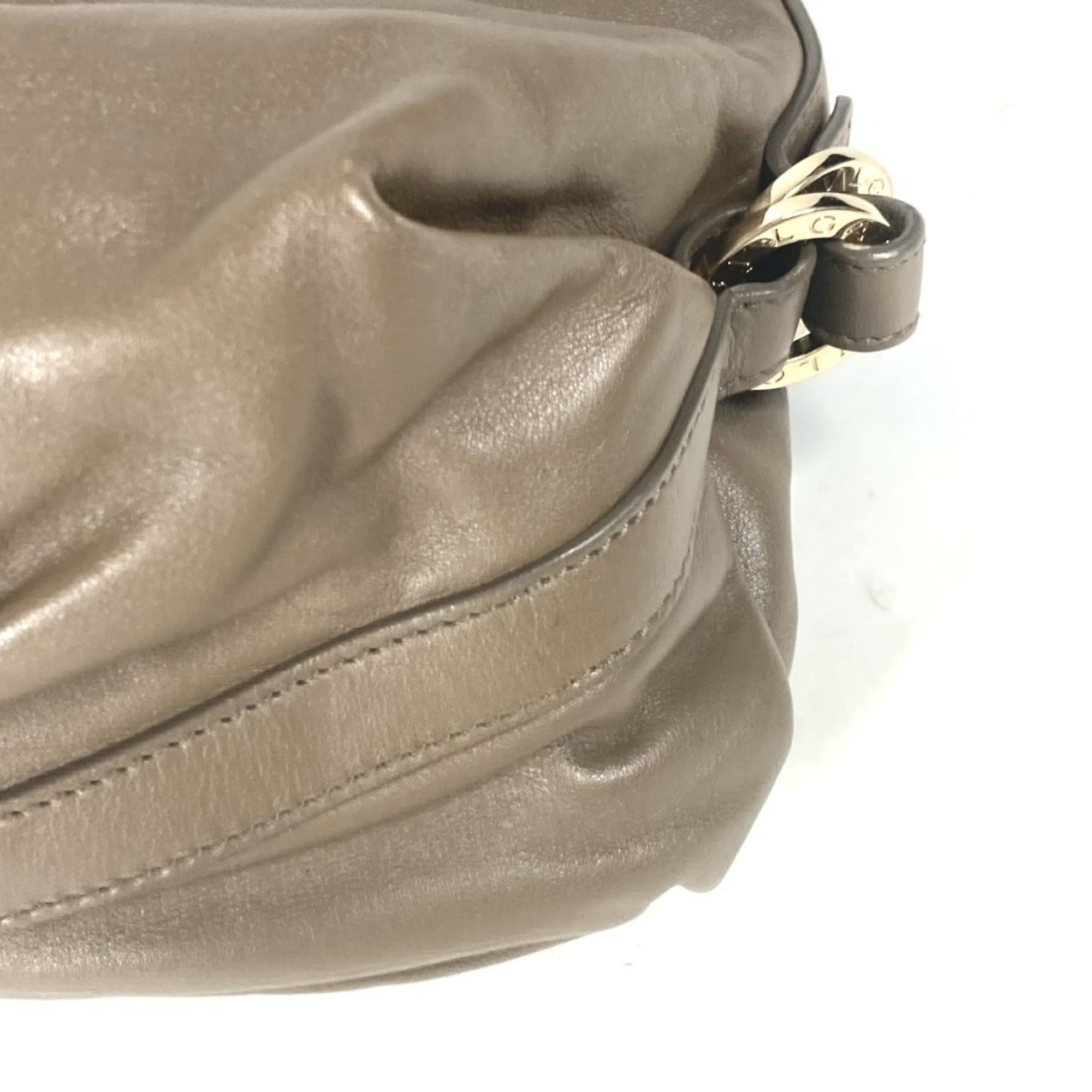 Bvlgari Gray Leather Shoulder Bag (Pre-Owned)