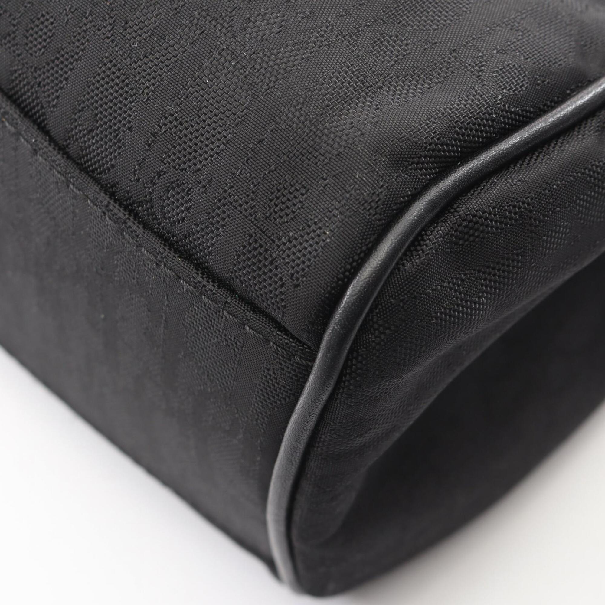 Christian Dior Black Leather Nylon Canvas Handbag Tote Bag (Pre-Owned)