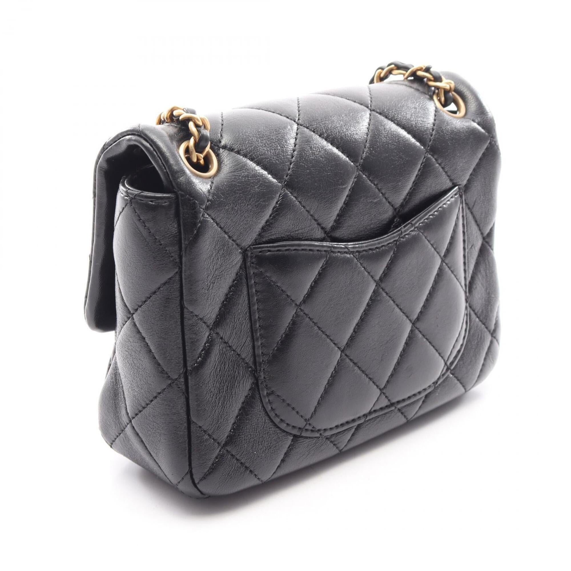 Chanel Black Leather Handbag Shoulder Bag (Pre-Owned)