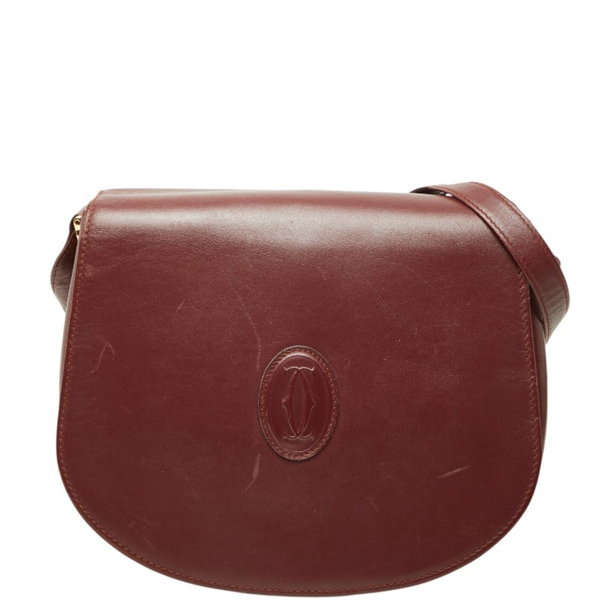 Cartier Must Bordeaux Wine Red Leather Shoulder Bag (Pre-Owned)
