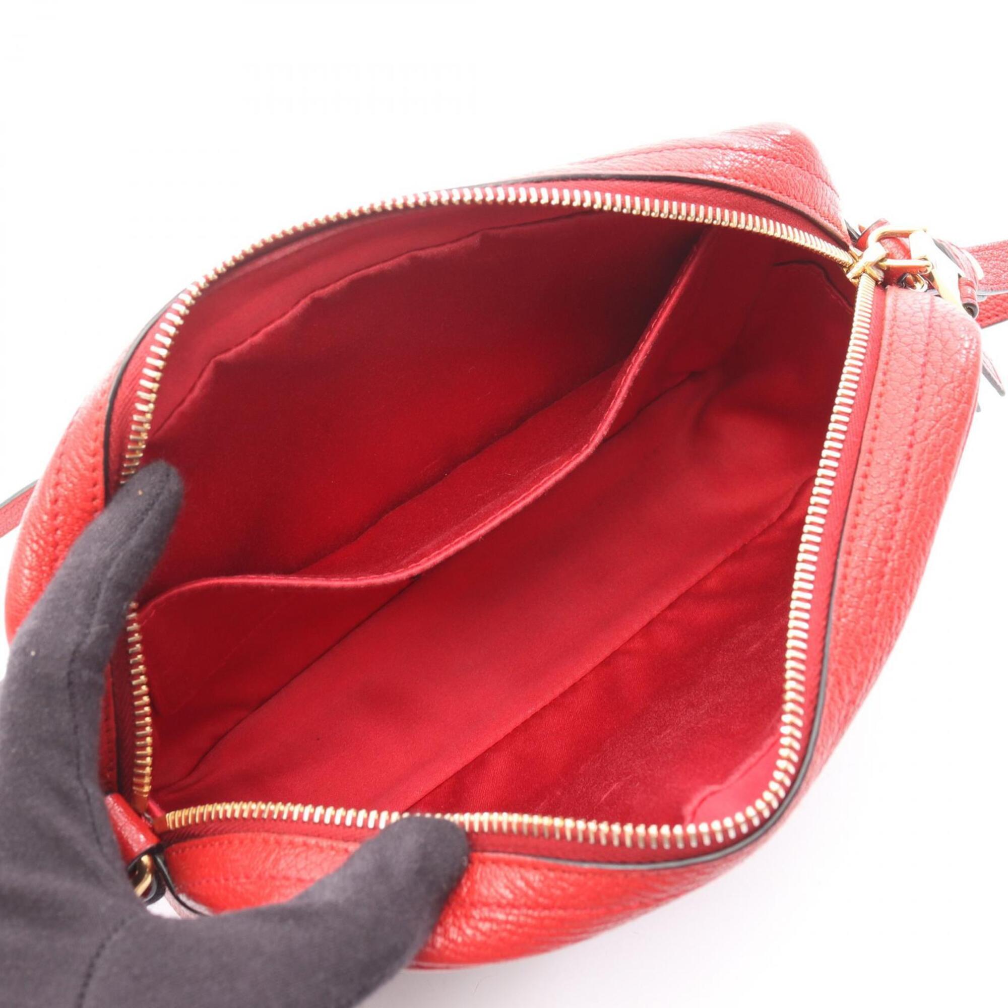 Miu Miu Black Ivory Red Color Leather Handbag Shoulder Bag (Pre-Owned)