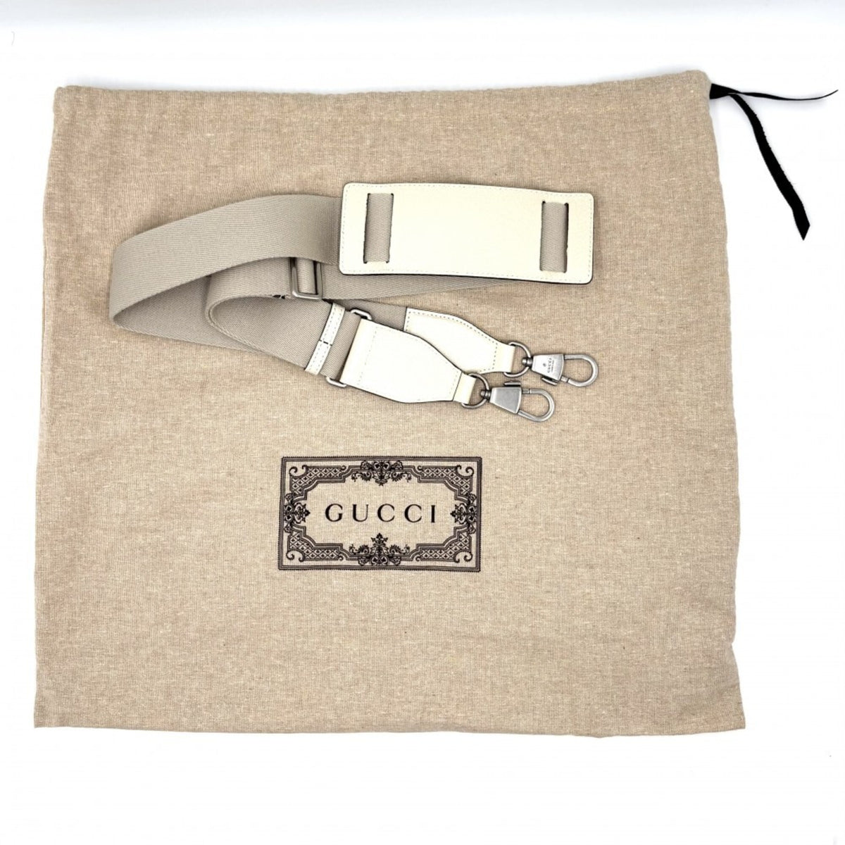 Gucci Ivory Canvas Leather Handbag Shoulder Bag Tote Bag (Pre-Owned)