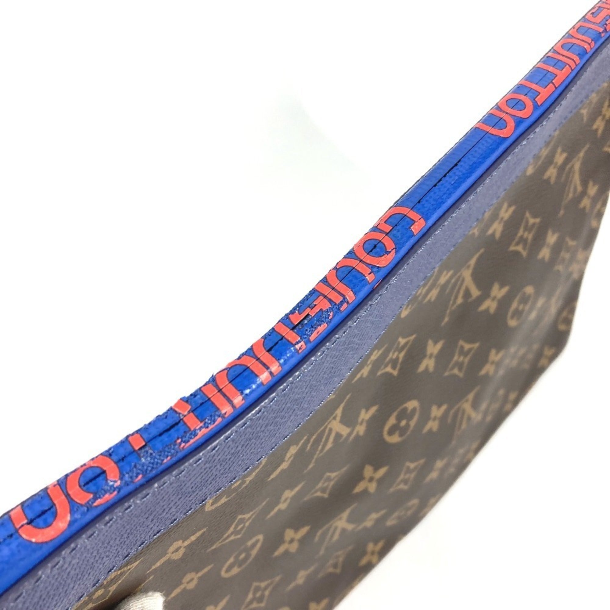 Louis Vuitton Blue Brown Red Color Monogram Canvas Clutch Bag Handbag Pochette Pouch (Pre-Owned)