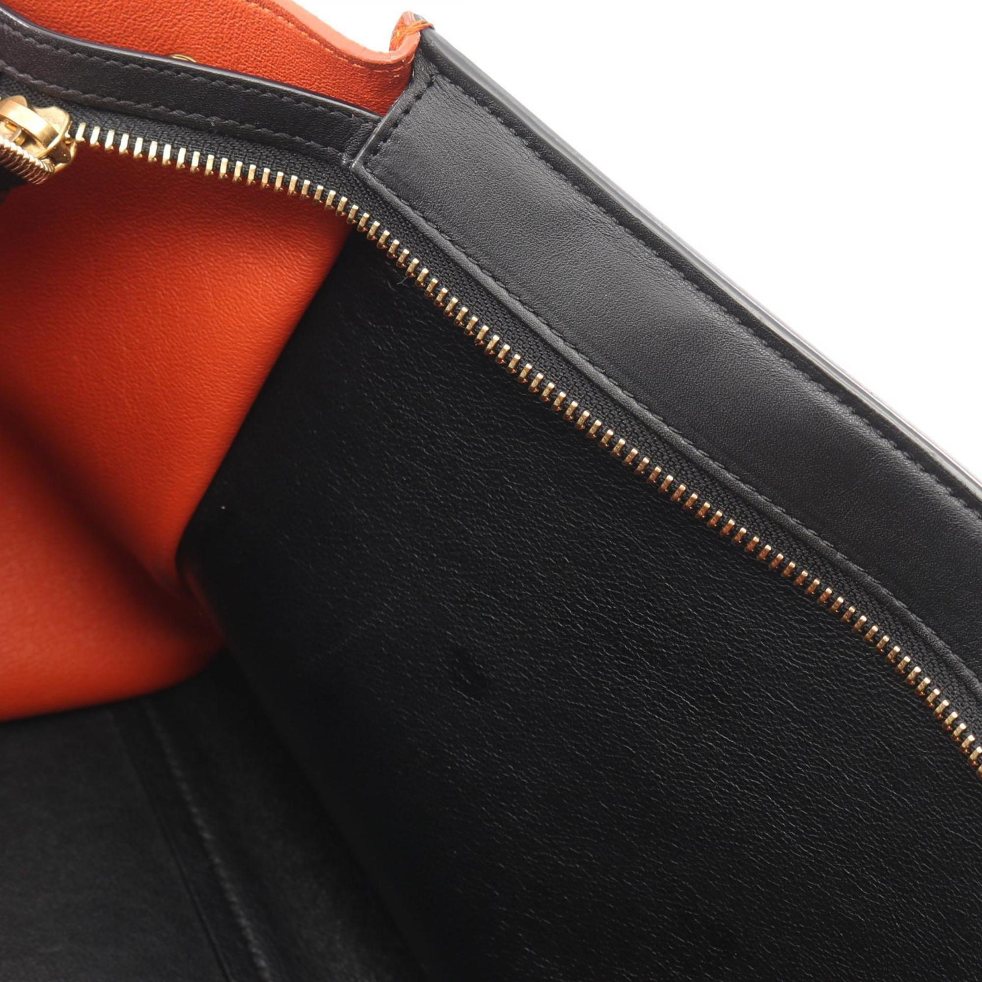 Celine Black Orange White Leather Suede Handbag (Pre-Owned)