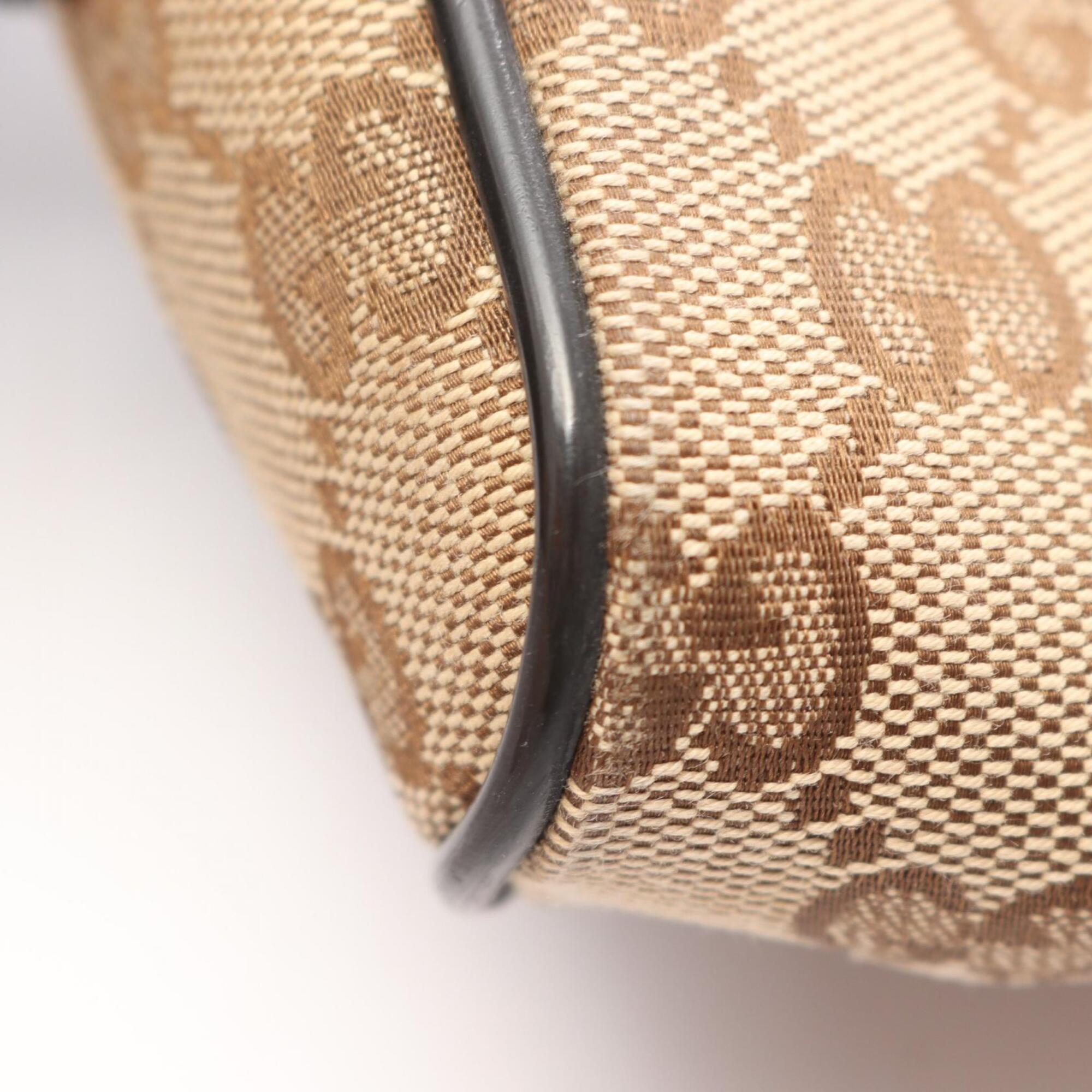 Gucci Beige Brown Gg Canvas Leather Fanny Pack Handbag (Pre-Owned)