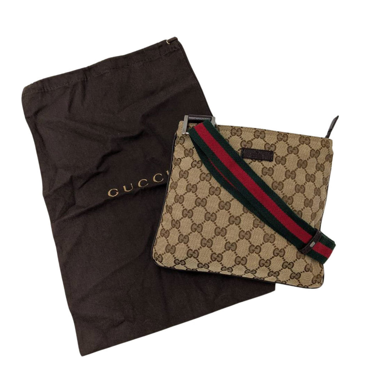 Gucci Beige Brown Gg Canvas Handbag Shoulder Bag (Pre-Owned)