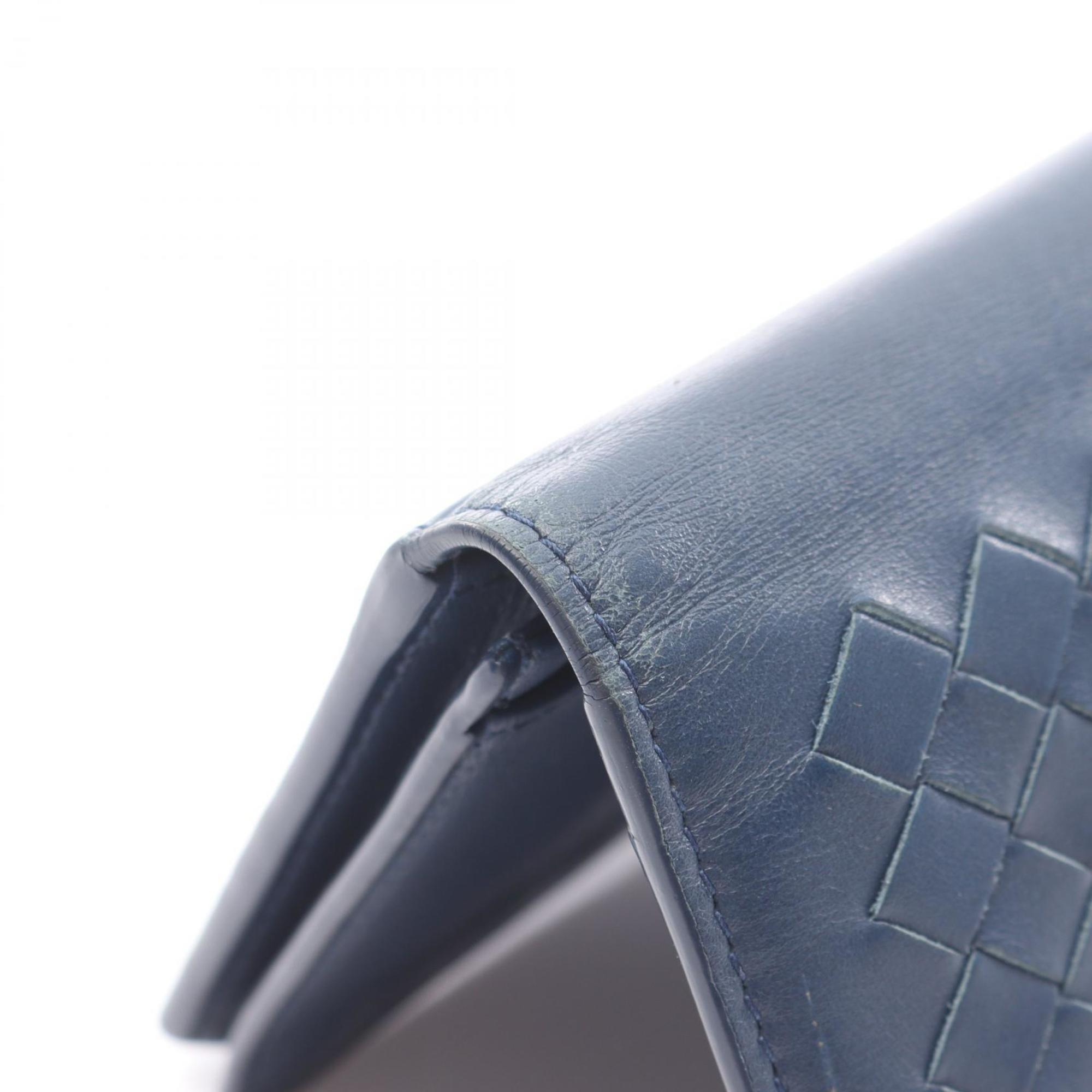 Bottega Veneta Blue Leather Long Wallet (Bi-Fold) (Pre-Owned)