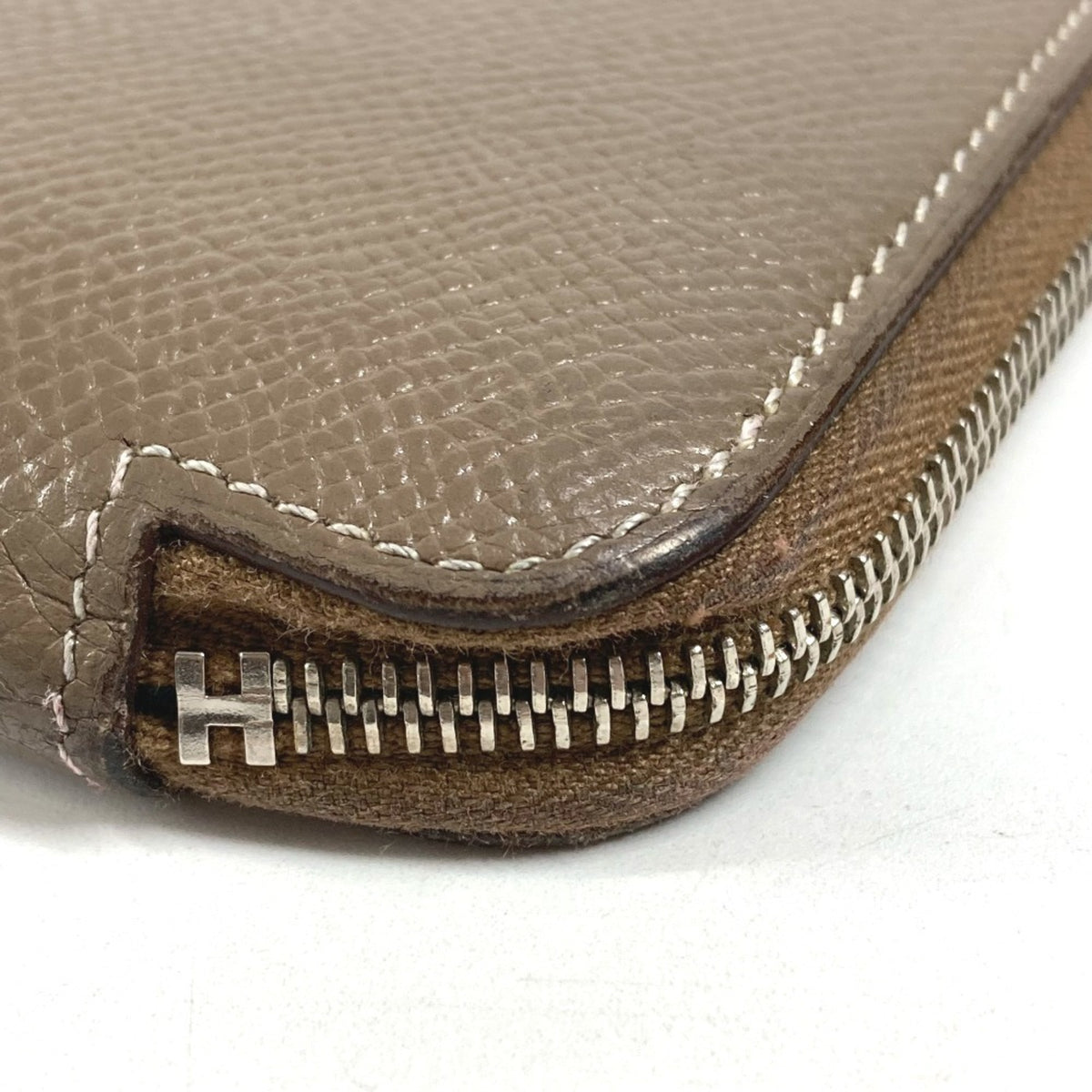Hermes Silk'in Gray Epsom Leather Long Wallet (Bi-Fold) (Pre-Owned)