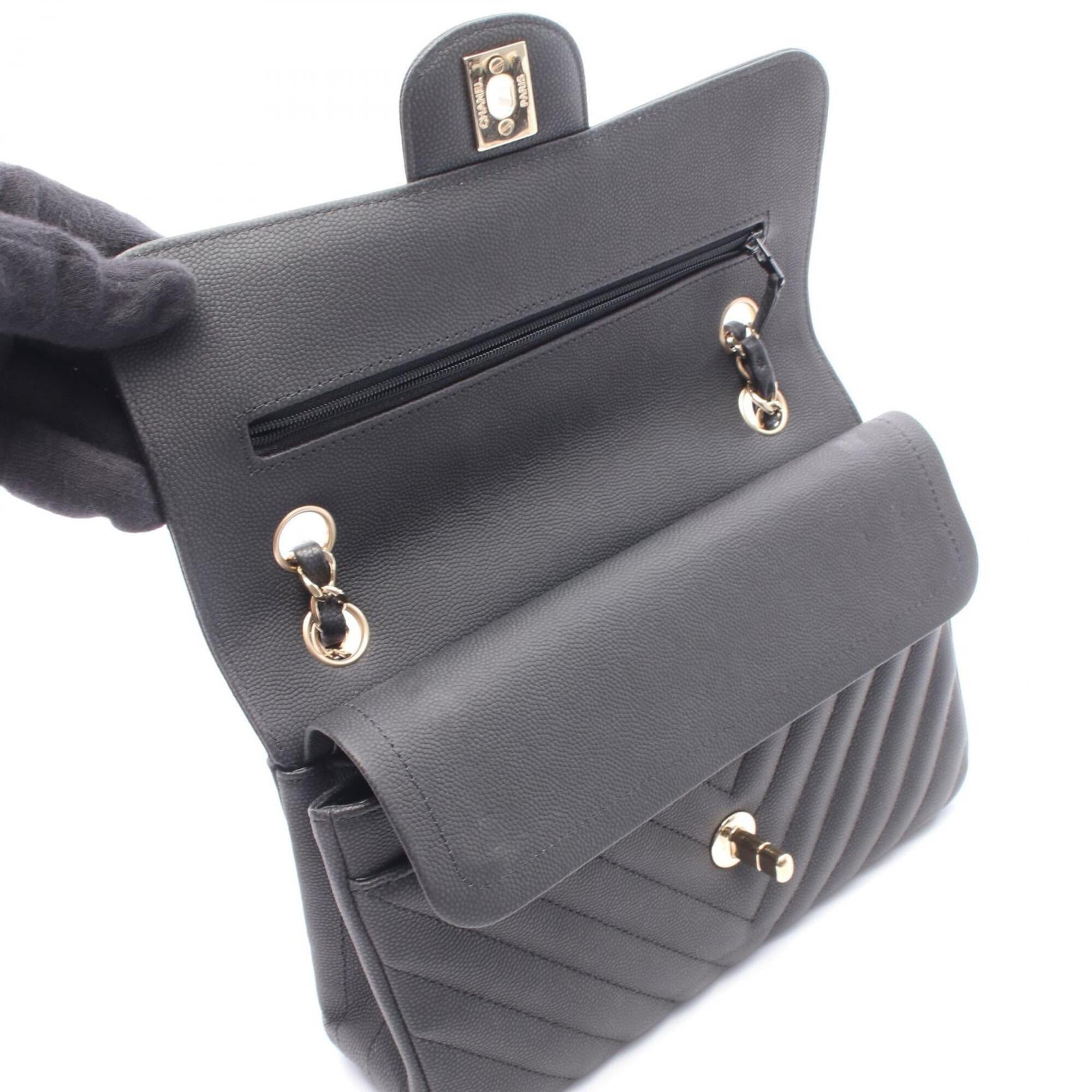 Chanel Black Grained Calfskin Handbag Shoulder Bag (Pre-Owned)
