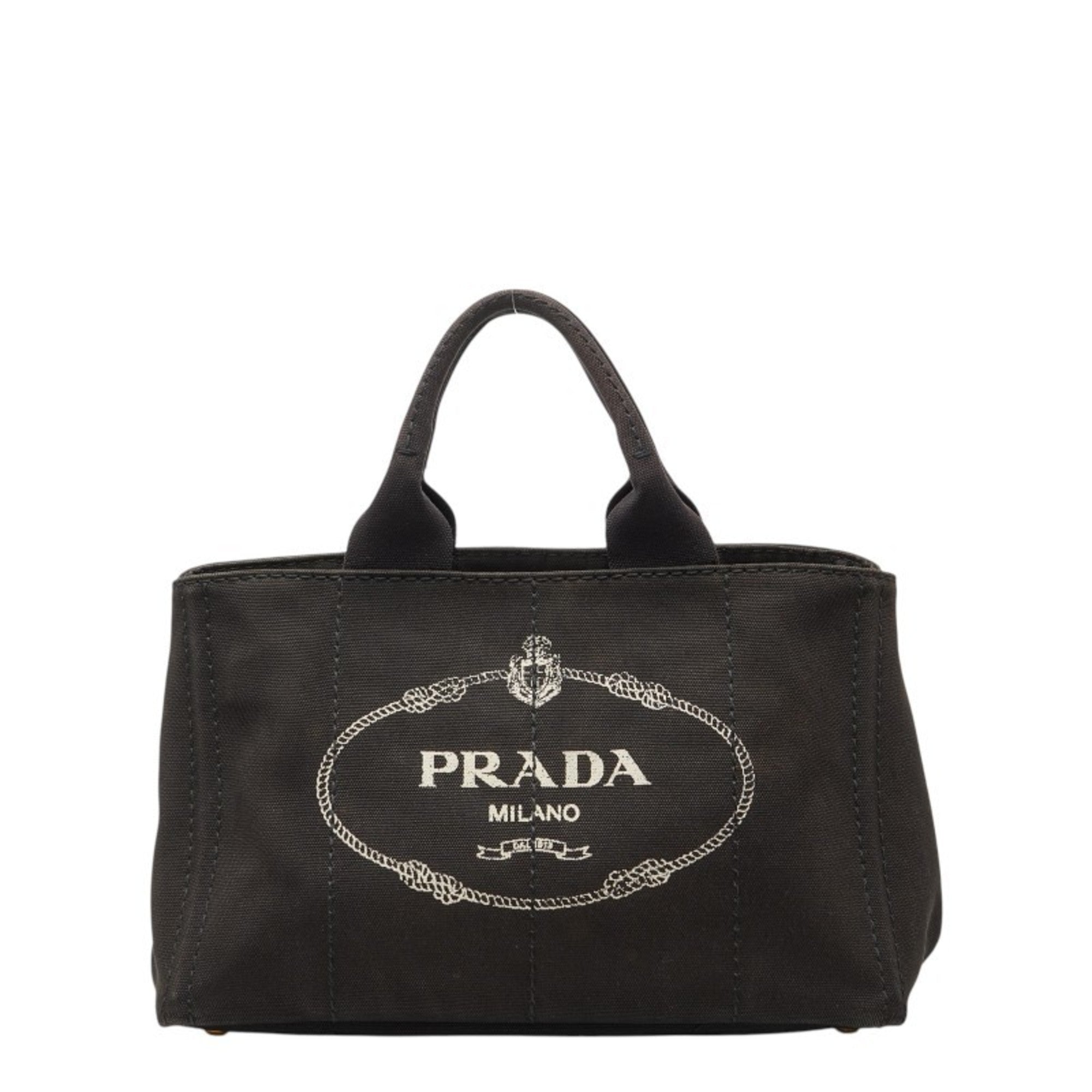 Prada Black Canapa Canvas Handbag (Pre-Owned)