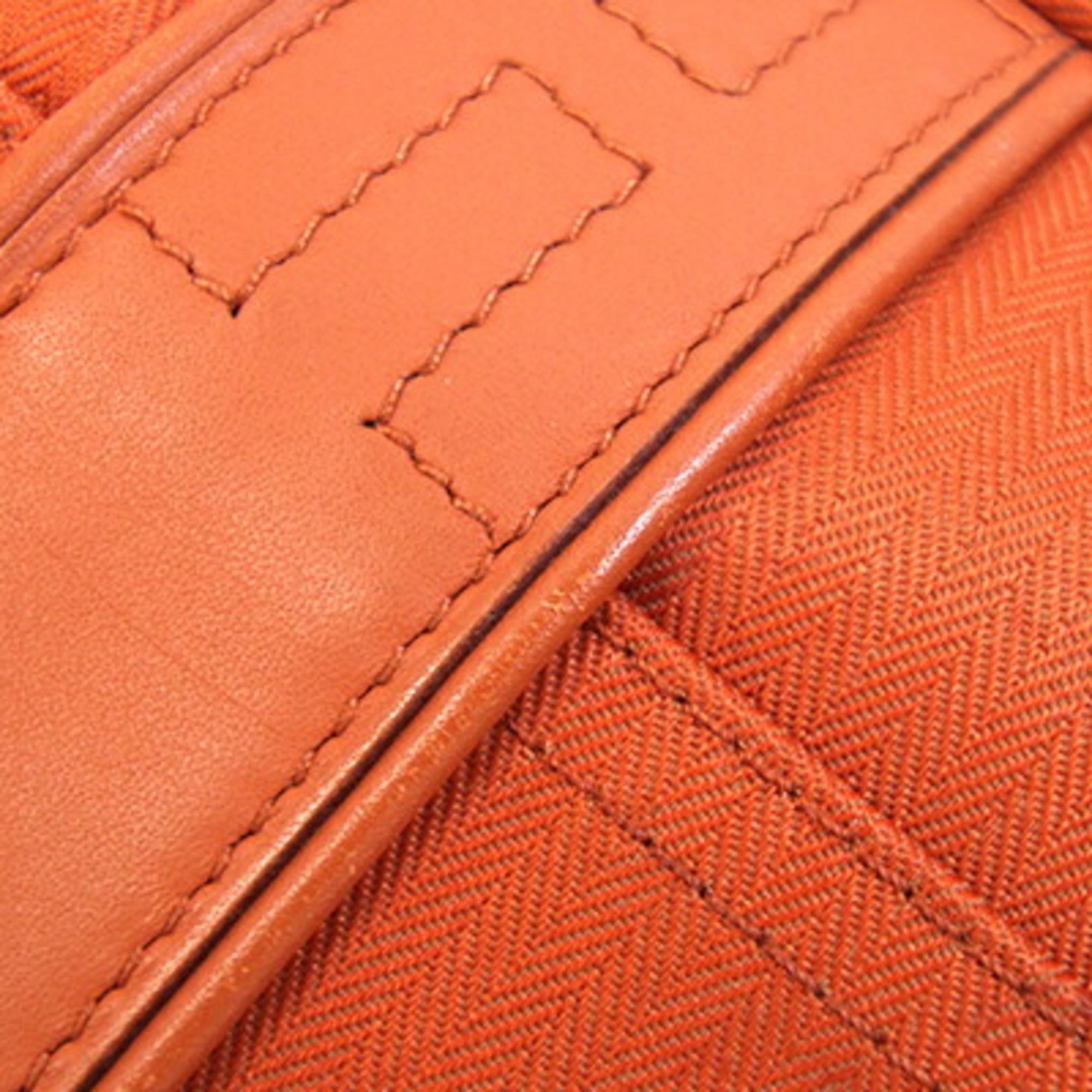 Hermes Acapulco Orange Toile Chevron Leather Shoulder Bag (Pre-Owned)