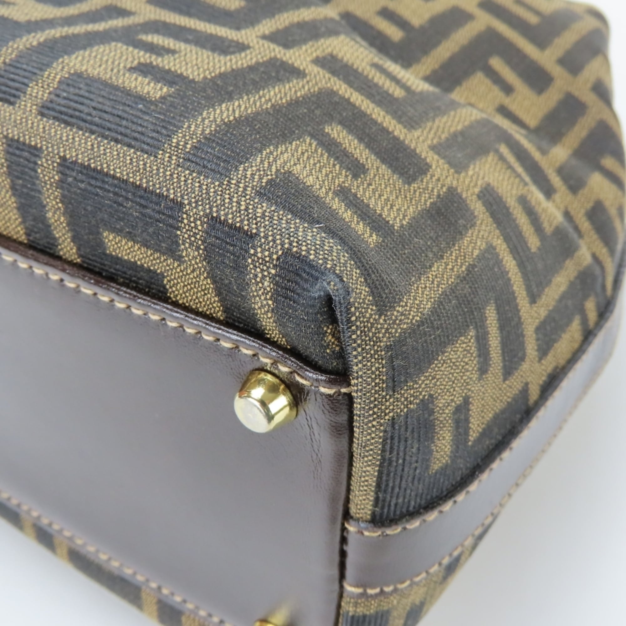 Fendi Brown Zucca Canvas Leather Tote Bag (Pre-Owned)