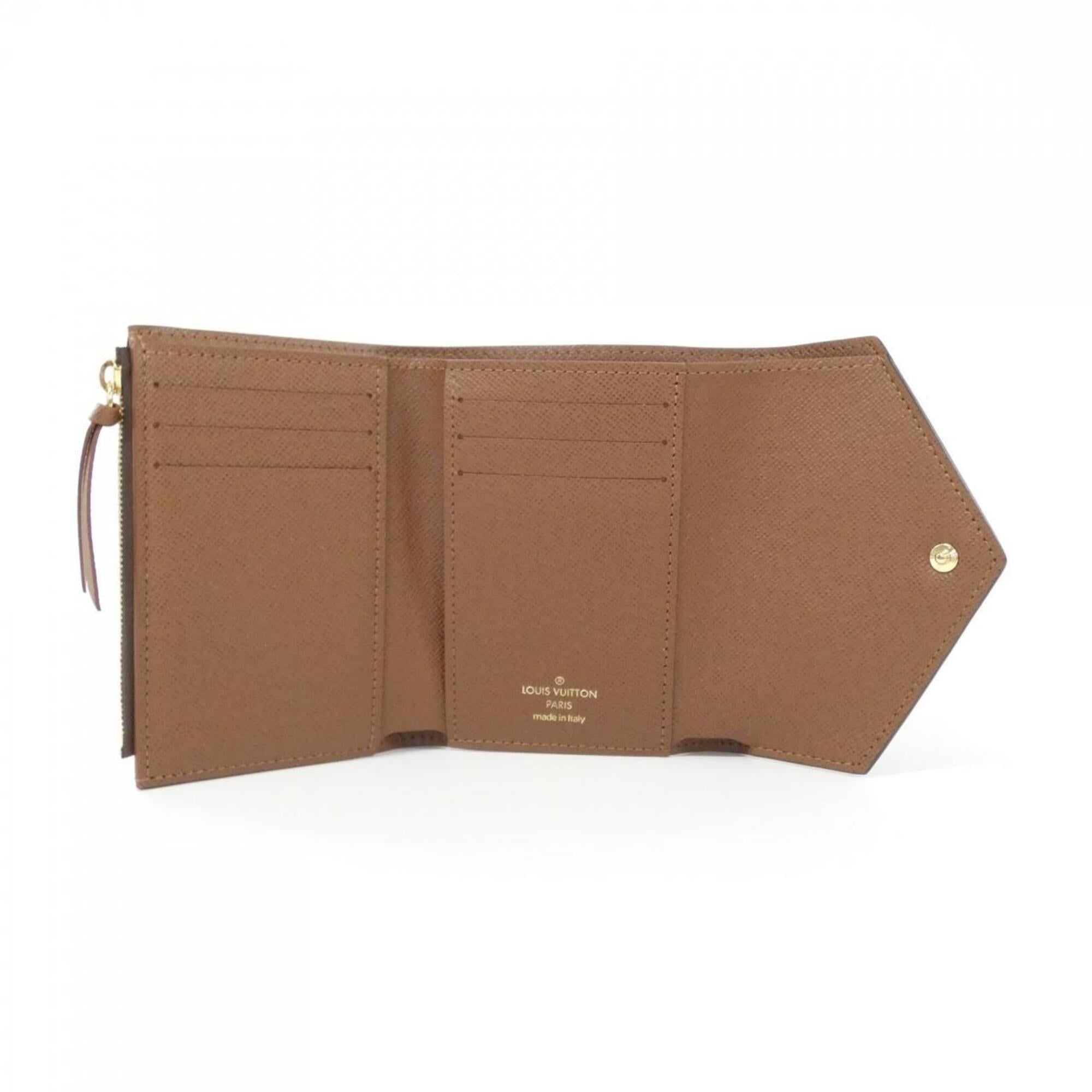 Louis Vuitton Marron Coated Canvas Wallet (Tri-Fold) (Pre-Owned)