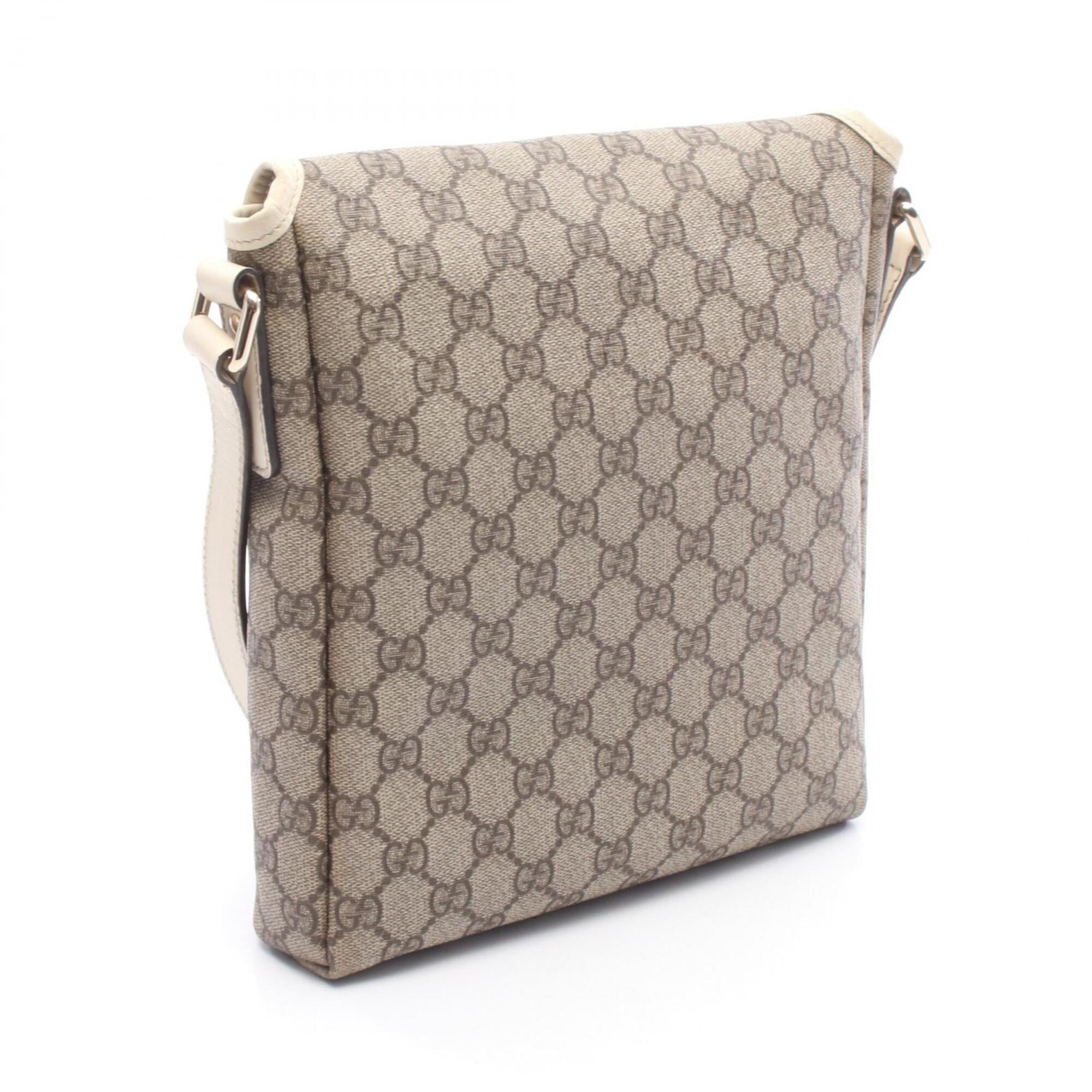 Gucci Beige Brown Ivory Gg Supreme Leather Handbag Shoulder Bag (Pre-Owned)