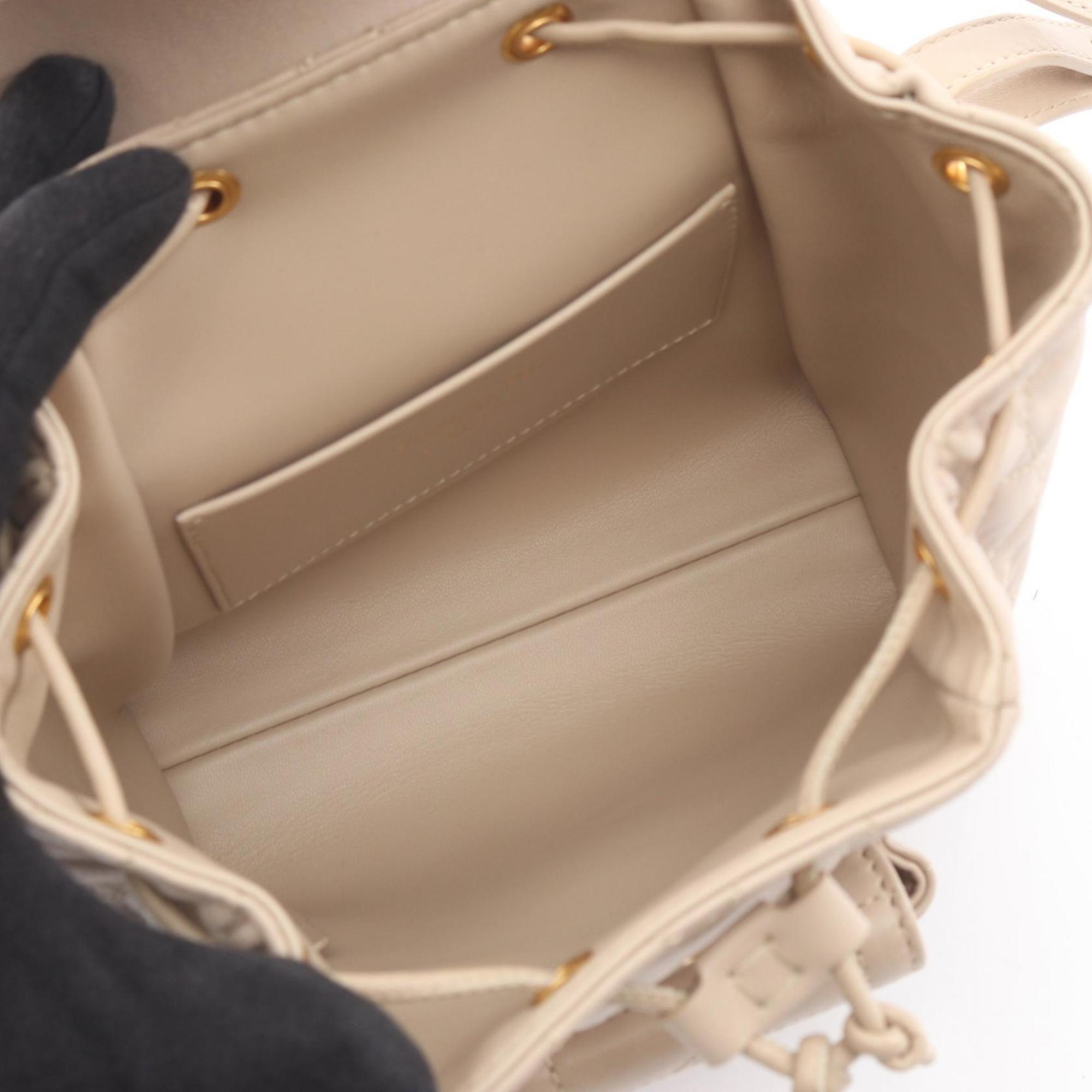 Christian Dior Beige Leather Backpack Handbag (Pre-Owned)
