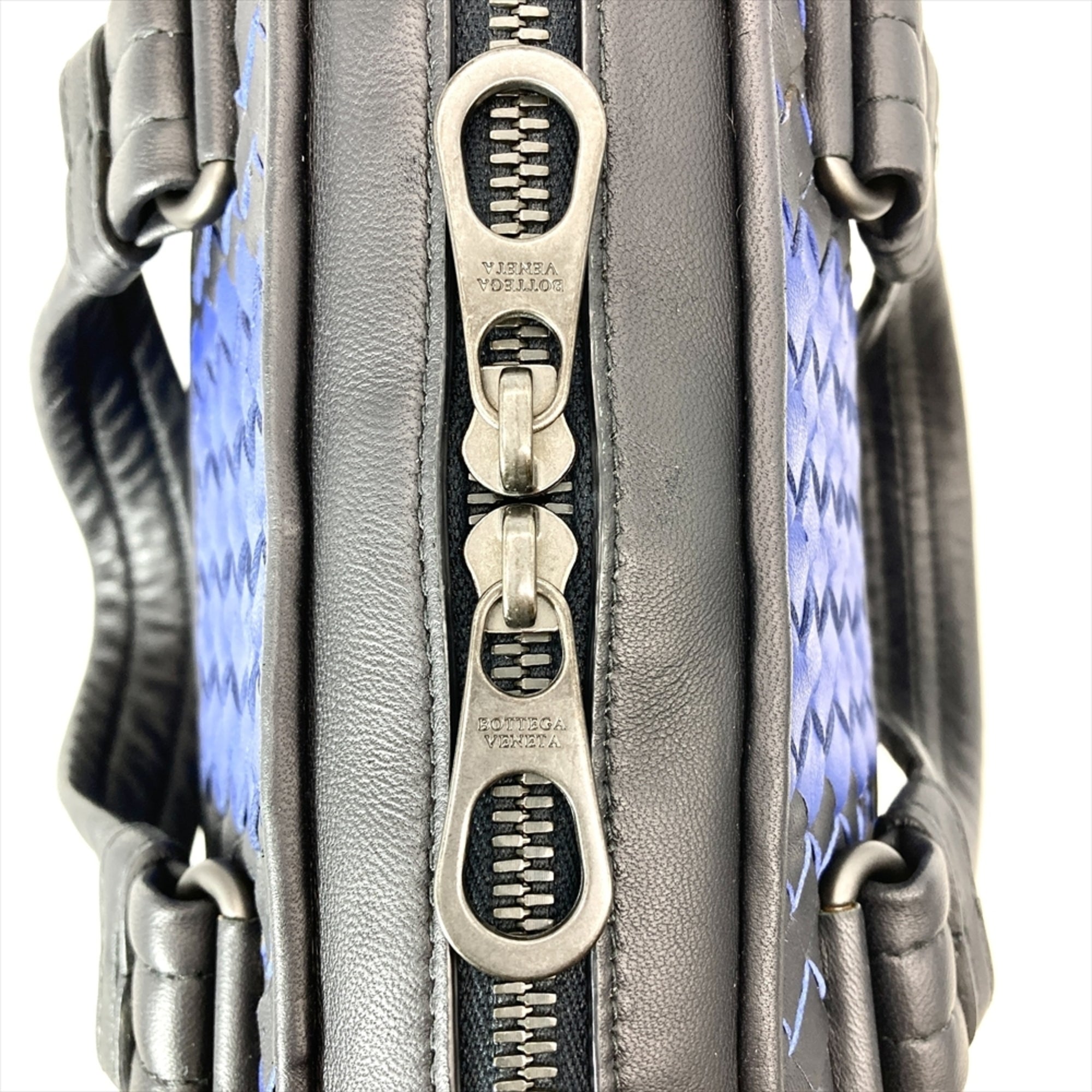 Bottega Veneta Intrecciato Navy Leather Briefcase (Pre-Owned)