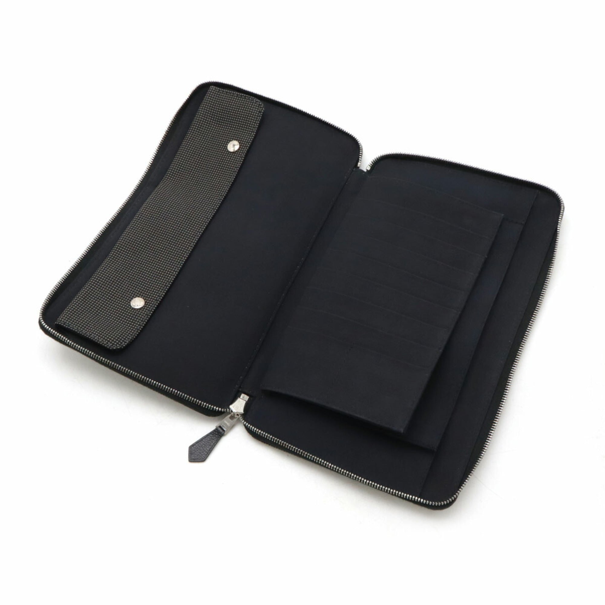 Hermes Her Line Gray Canvas Long Wallet (Bi-Fold) (Pre-Owned)