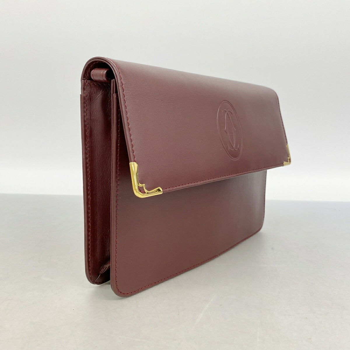 Cartier Bordeaux Leather Clutch Bag (Pre-Owned)