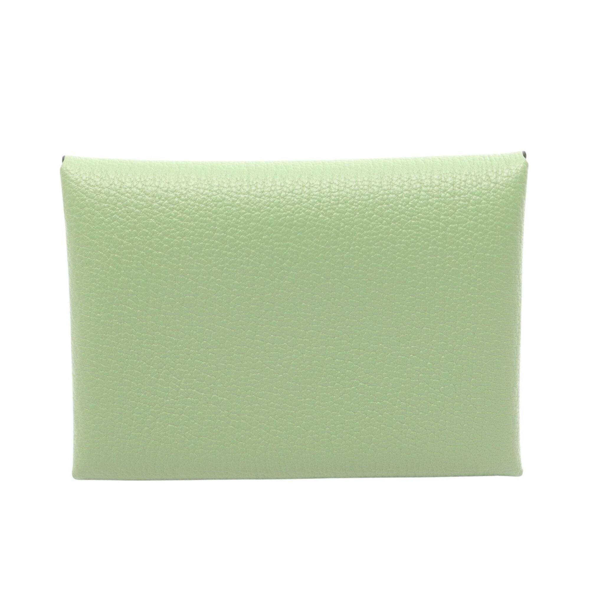 Hermes Green Chevre Leather Coin Purse/Coin Case (Pre-Owned)