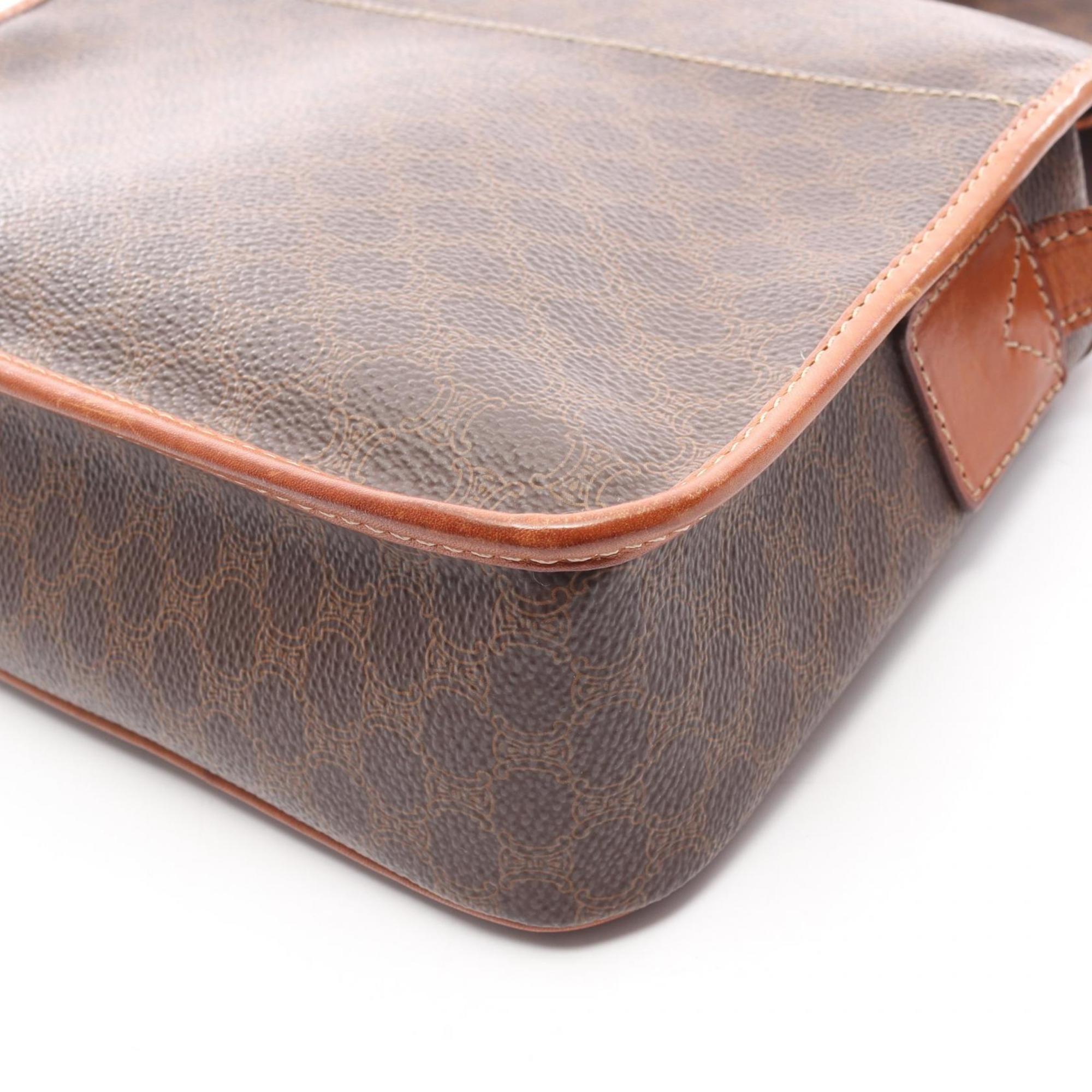 Celine Brown Coated Canvas Leather Shoulder Bag (Pre-Owned)