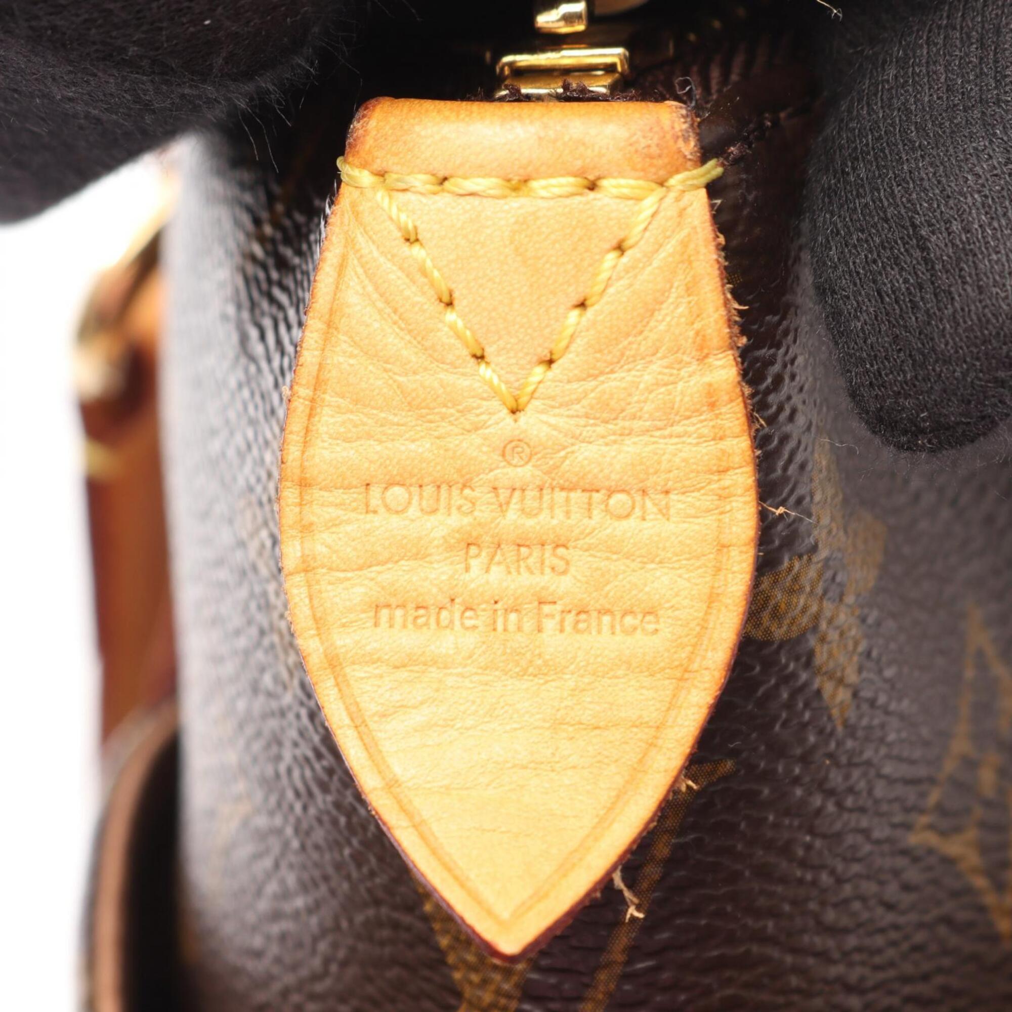 Louis Vuitton Brown Coated Canvas Leather Monogram Handbag Tote Bag (Pre-Owned)