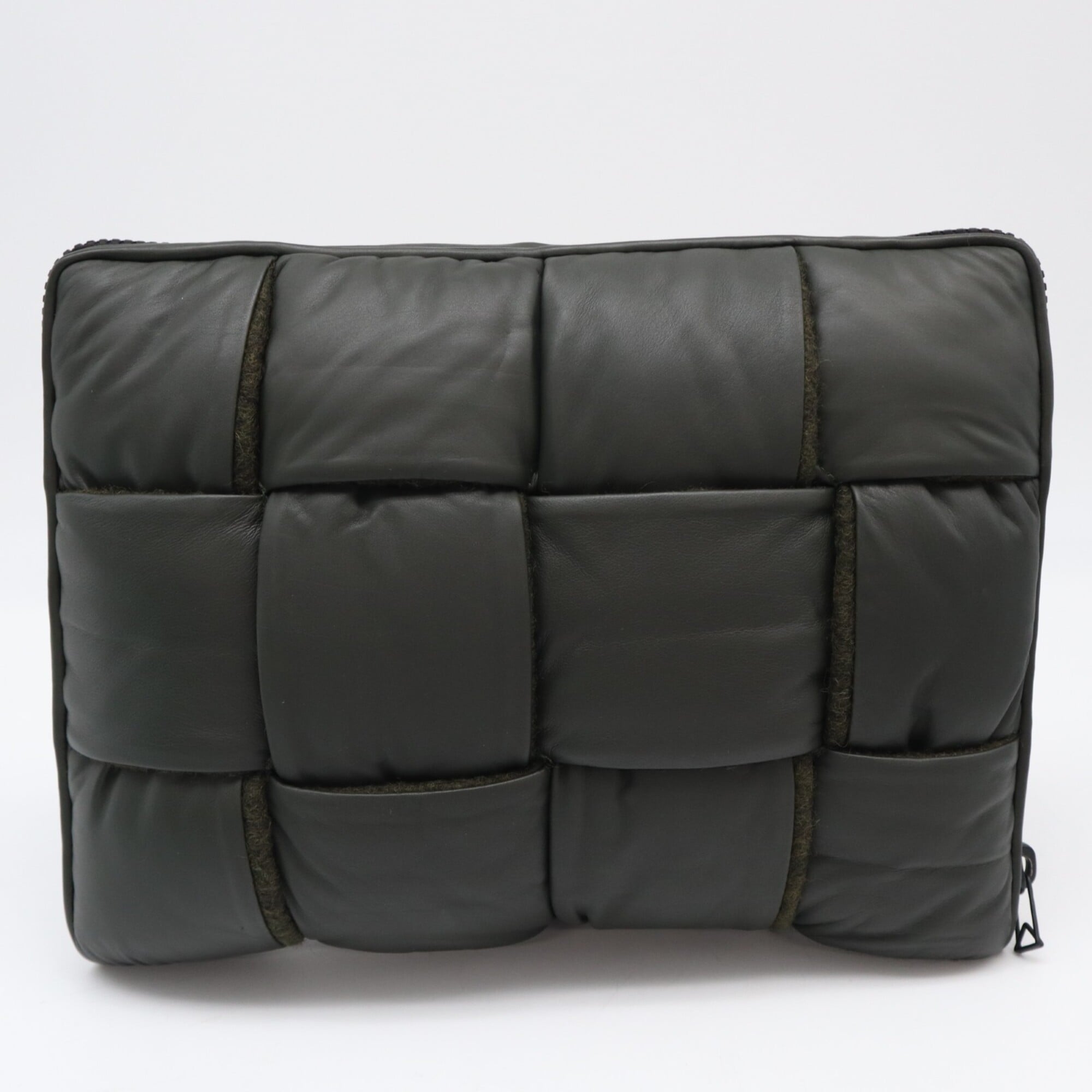 Bottega Veneta Khaki Leather Clutch Bag Document Case (Pre-Owned)
