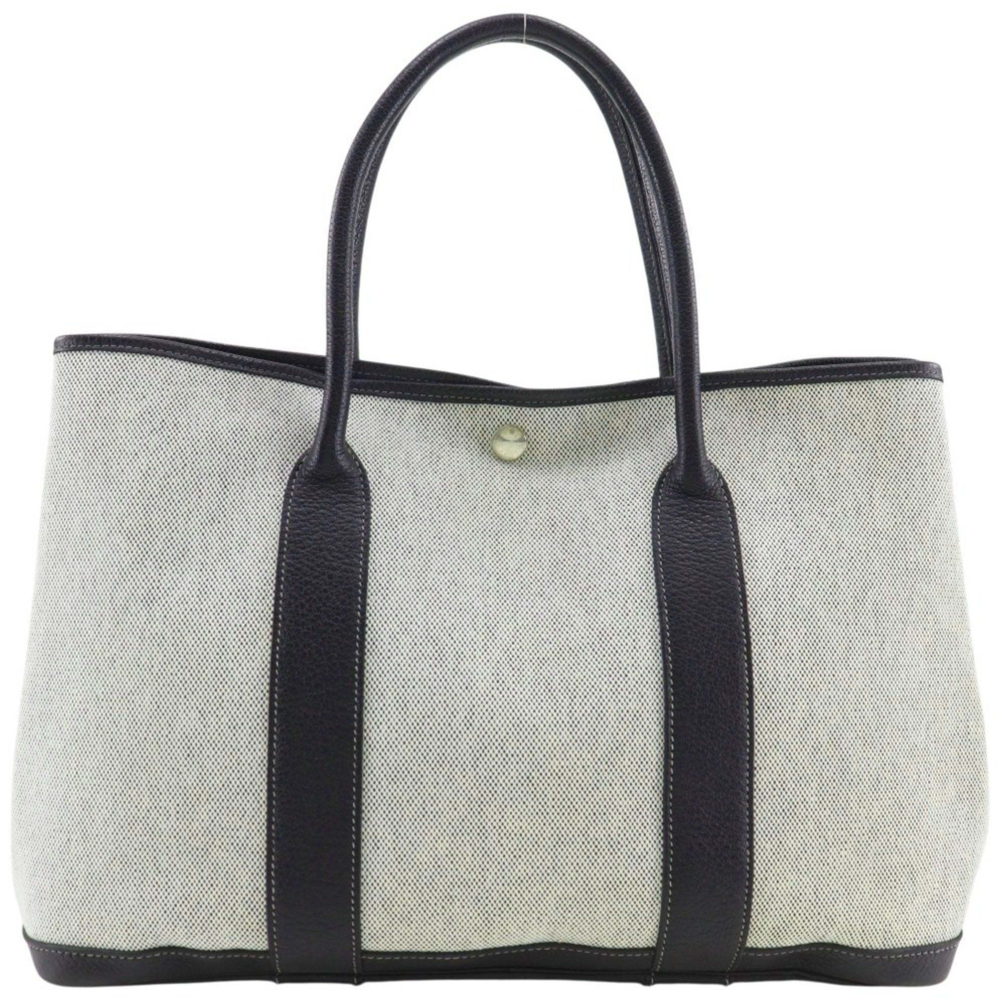Hermes Black Gray White Toile H Tote Bag (Pre-Owned)