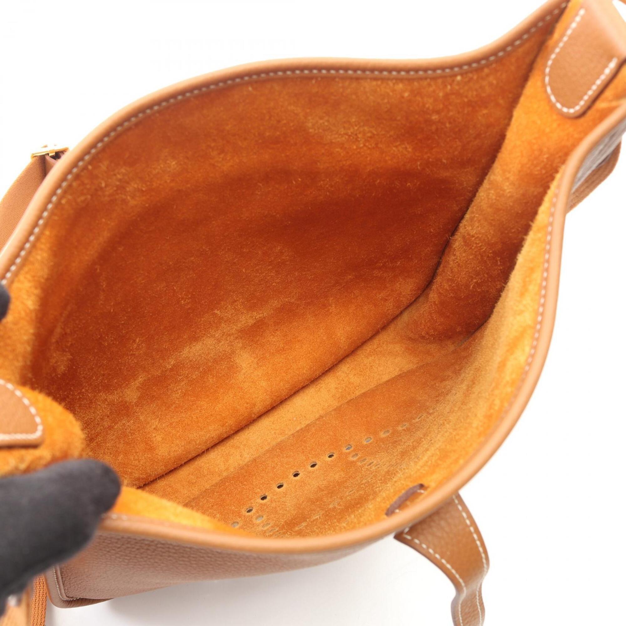 Hermes Brown Gold Brown Taurillon Clemence Leather Handbag Shoulder Bag (Pre-Owned)