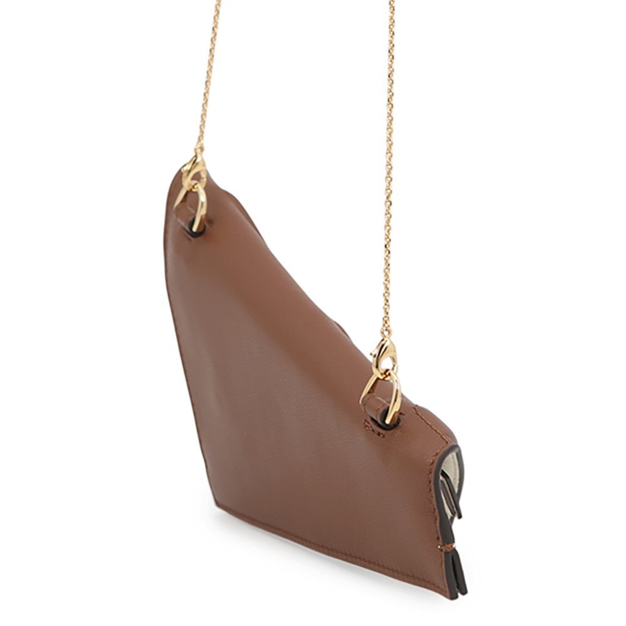 Fendi Brown Ivory Leather Handbag Pochette Pouch (Pre-Owned)