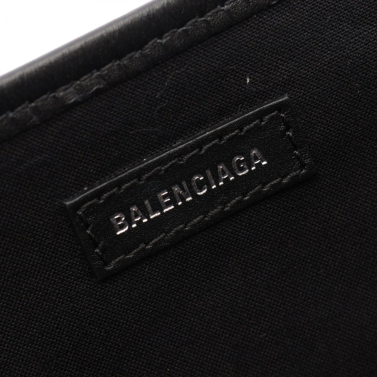 Balenciaga Black Ivory Canvas Leather Handbag Pouch Tote Bag (Pre-Owned)