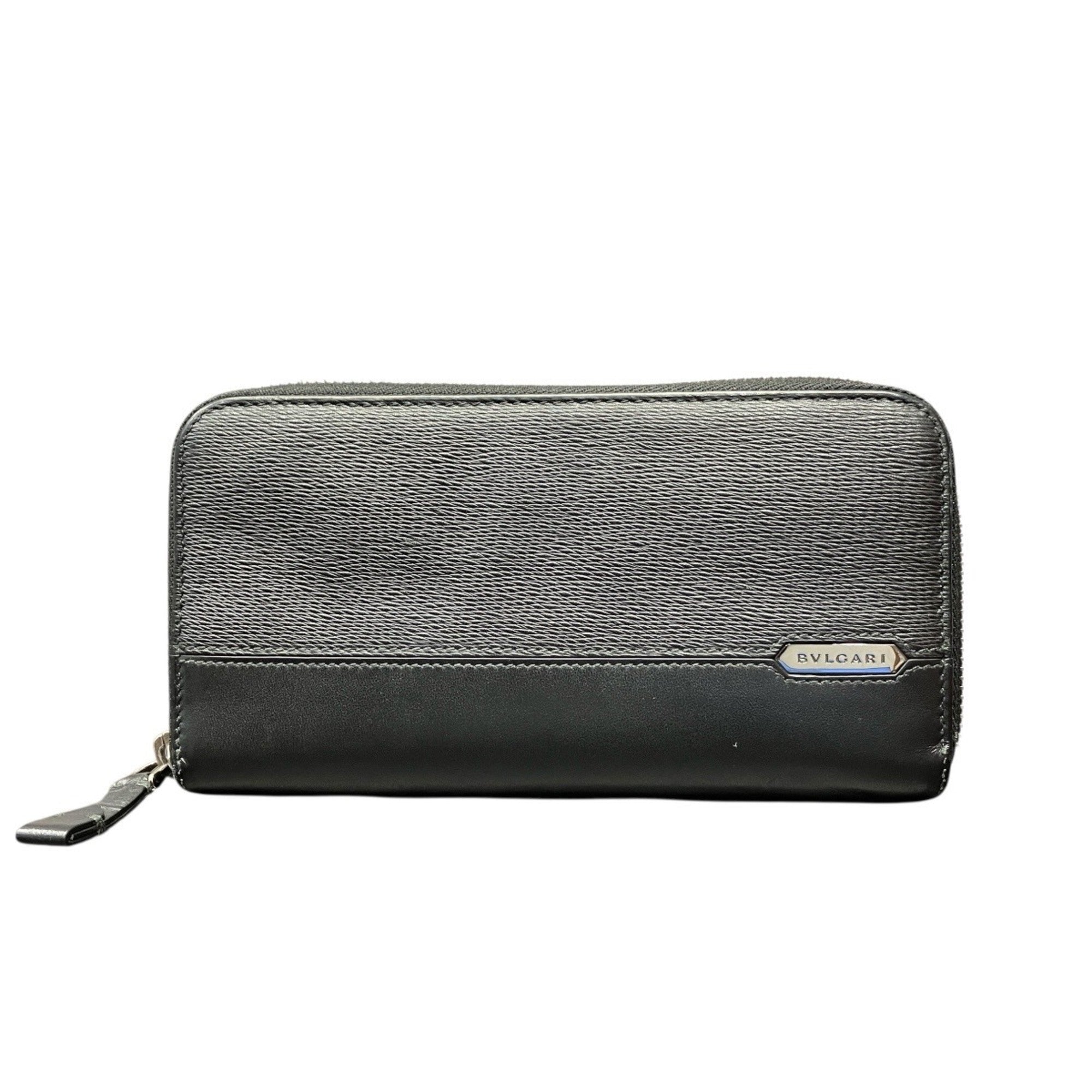 Bvlgari Black Leather Long Wallet (Bi-Fold) (Pre-Owned)