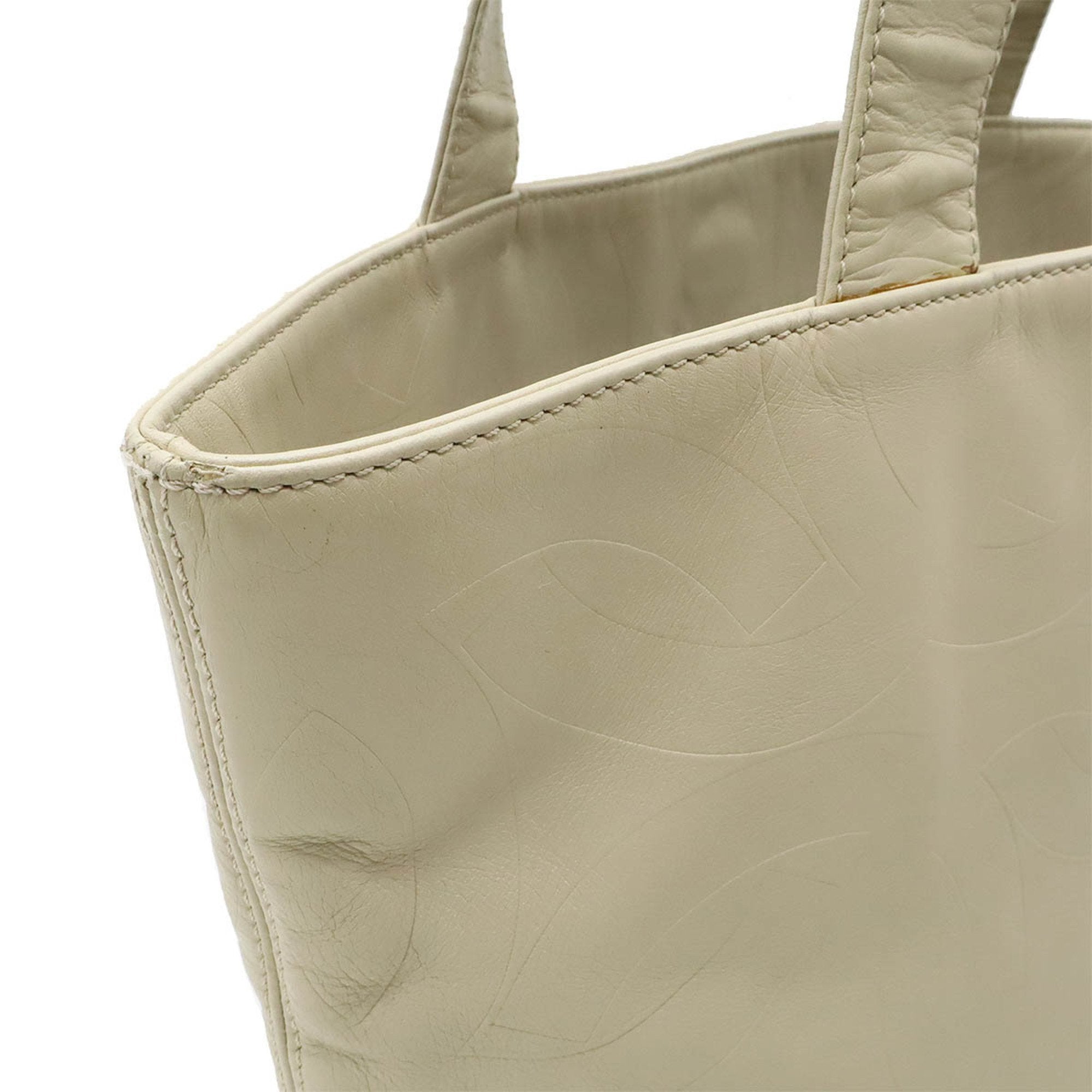 Chanel Beige Leather Shoulder Bag Tote Bag (Pre-Owned)