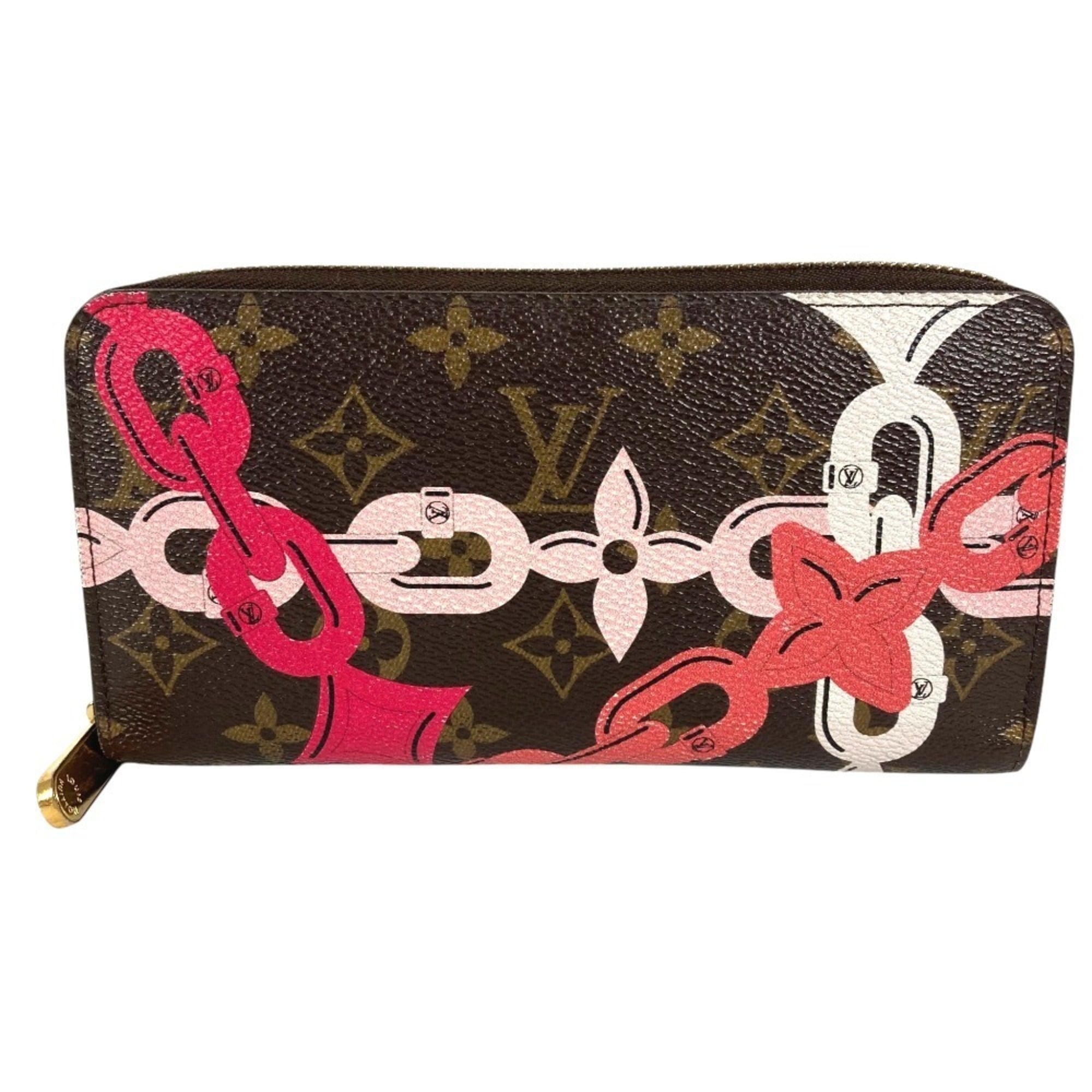 Louis Vuitton Brown Pink Monogram Canvas Long Wallet (Bi-Fold) (Pre-Owned)