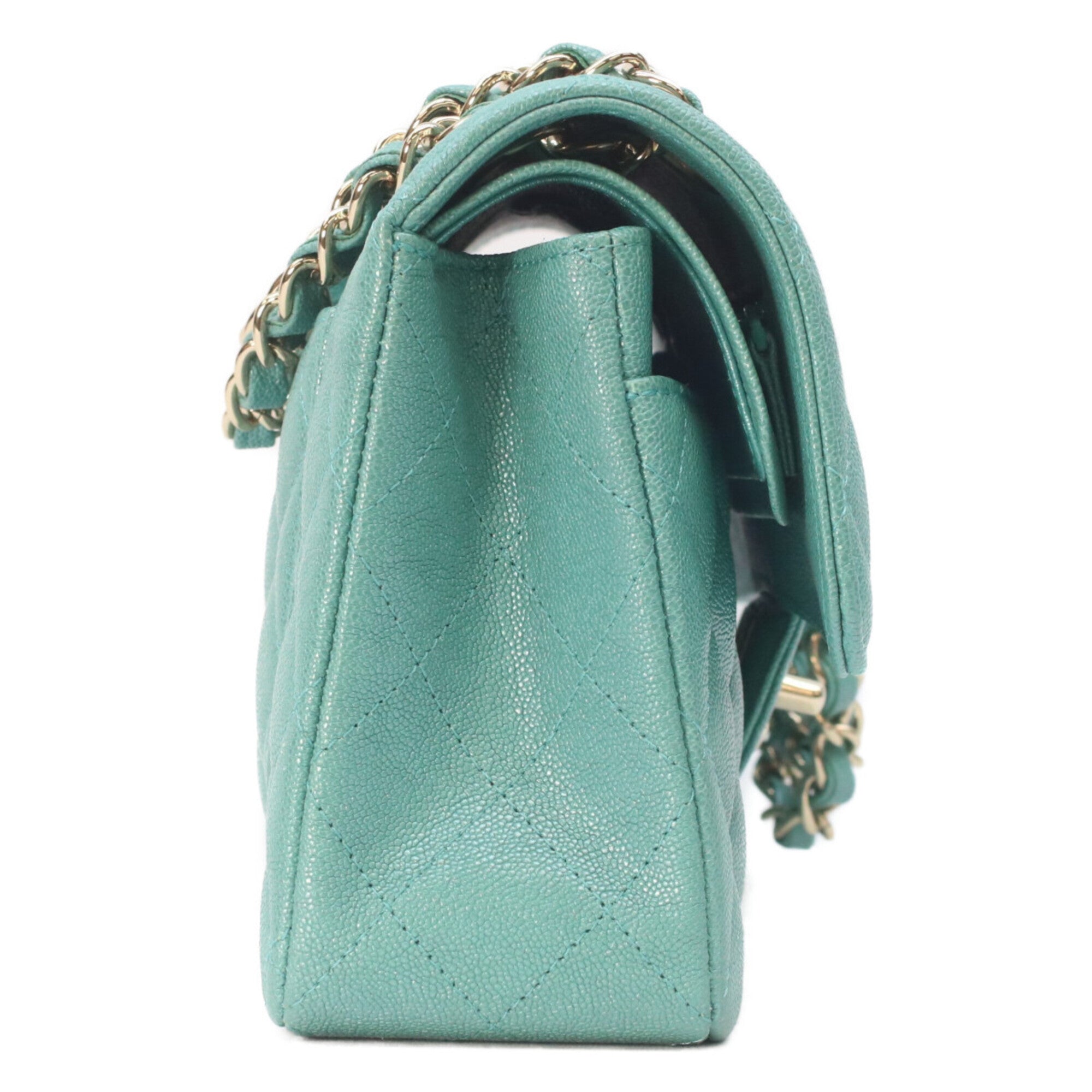 Chanel Green Grained Calfskin Shoulder Bag (Pre-Owned)