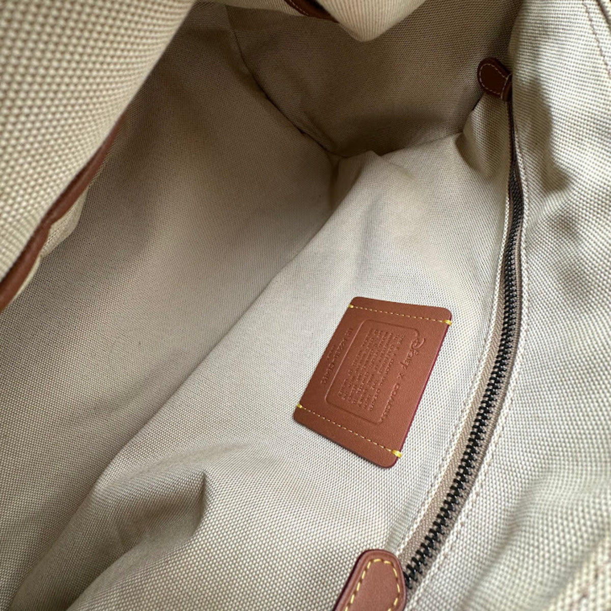 Coach Signature Beige Canvas Leather Boston Bag (Pre-Owned)