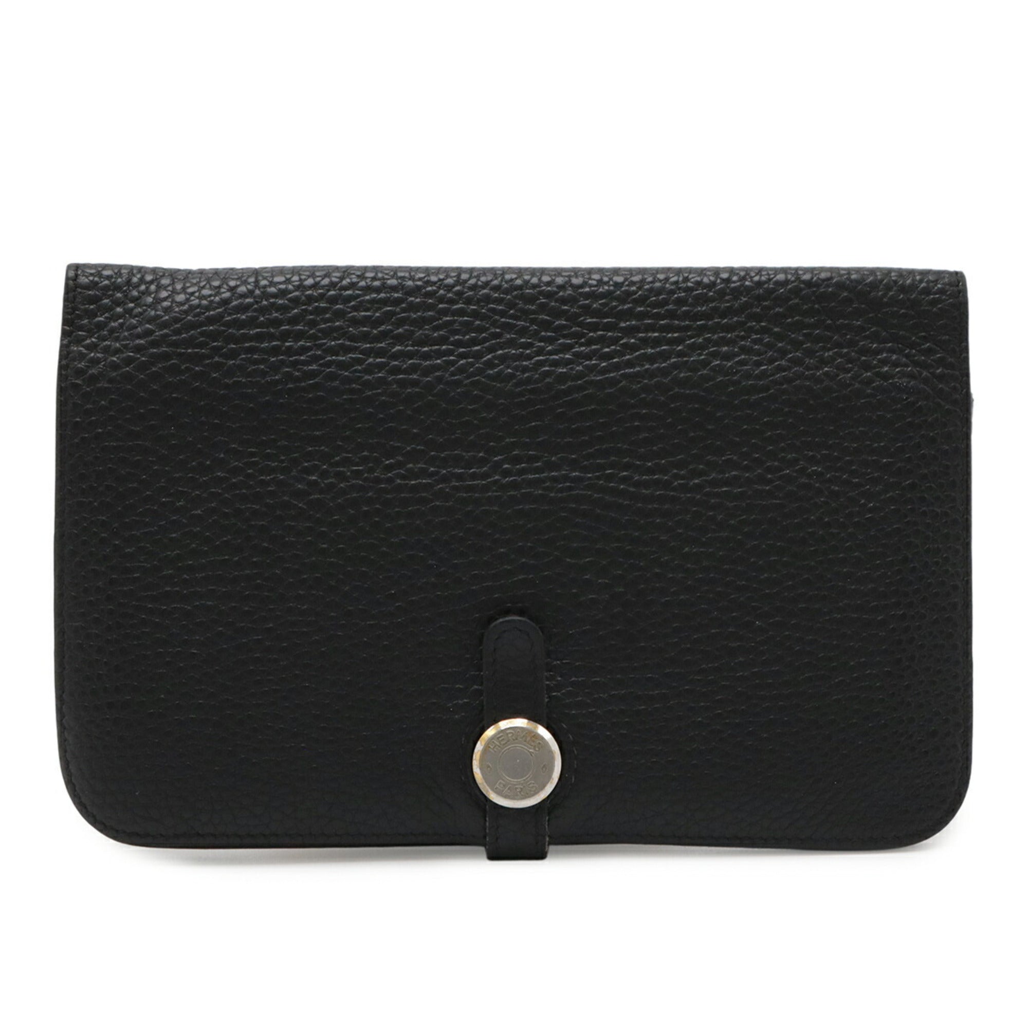Hermes Dogon Duo Black Taurillon Clemence Leather Long Wallet (Bi-Fold) (Pre-Owned)